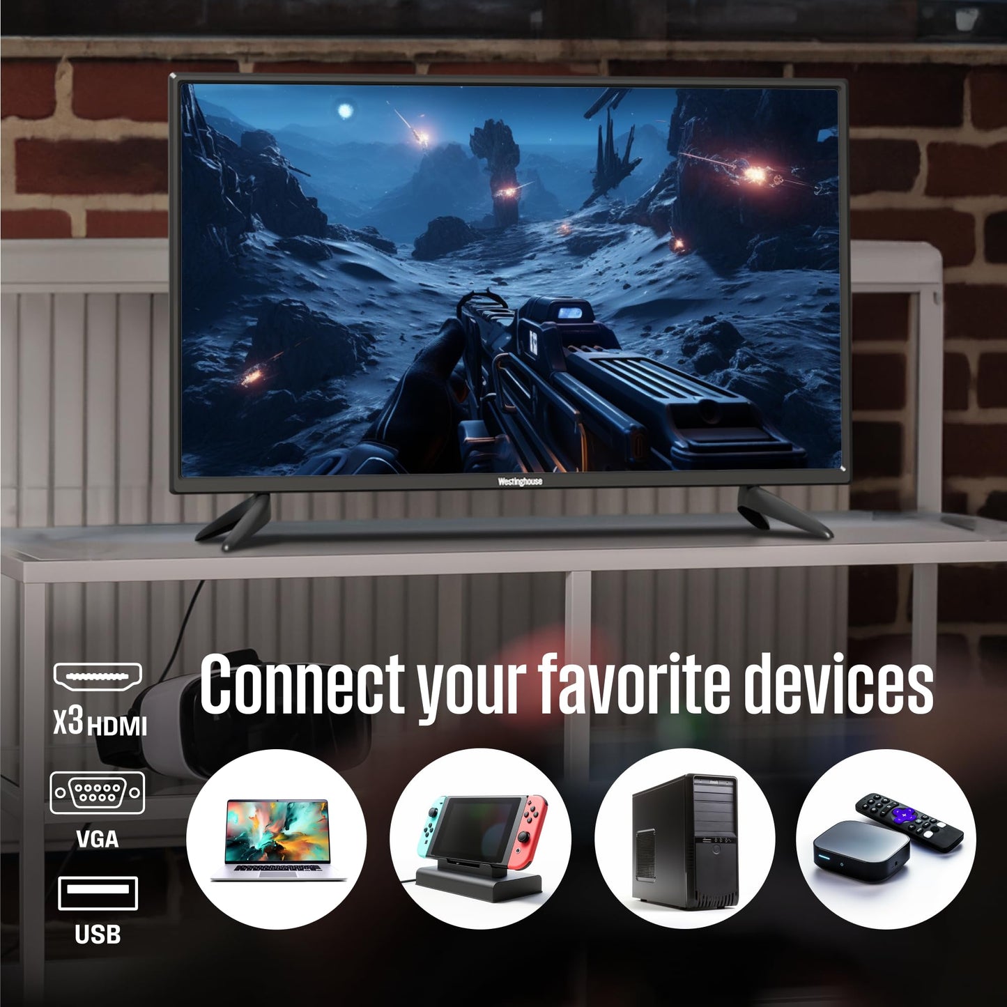 Televisor Westinghouse 32 Pulgadas LED HD 720p con Reproductor de DVD y Controles Parentales