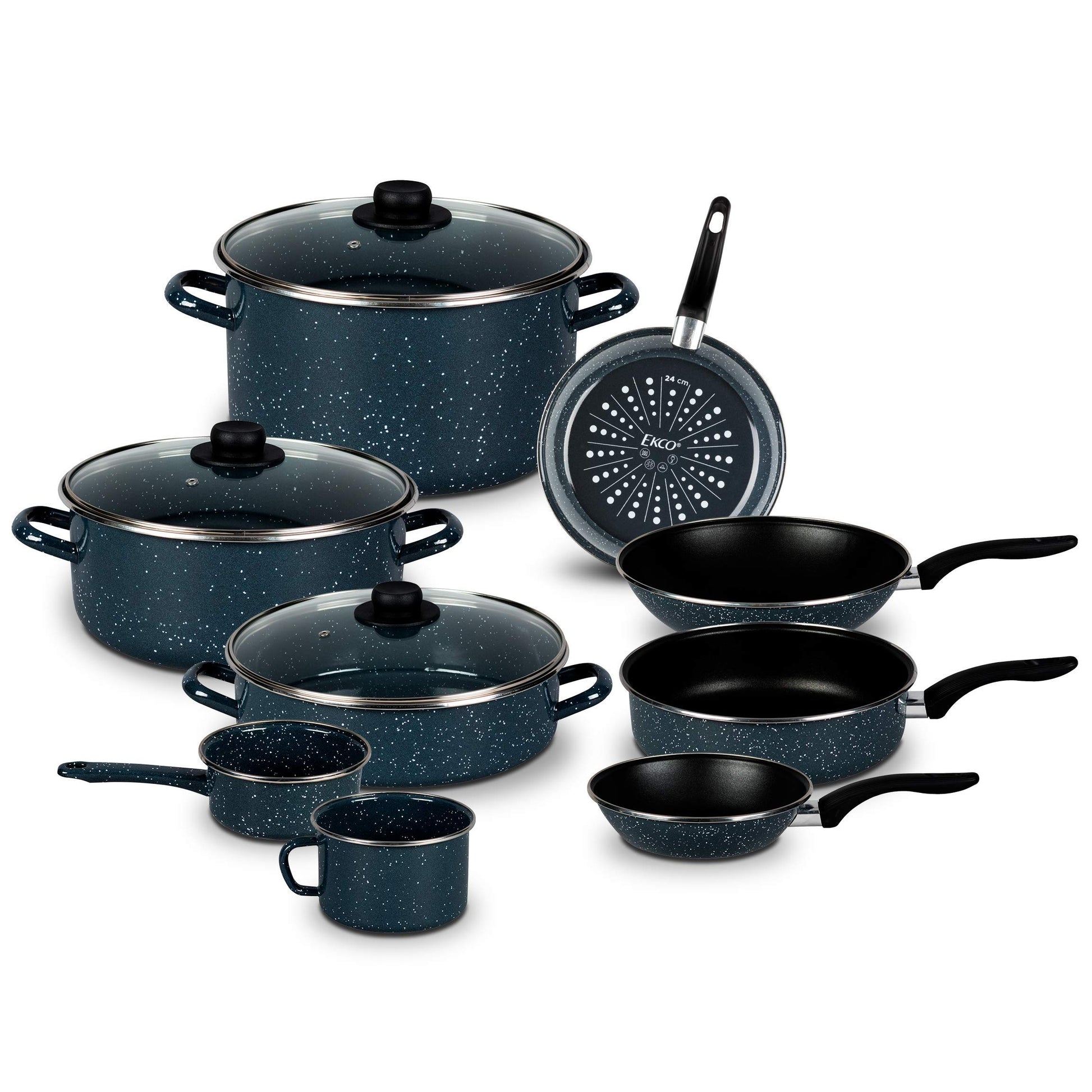 Batería de Cocina Ekco Gris Inducción 12 Piezas Acero Esmaltado