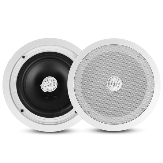 Pyle Bocinas Empotrables 8 Pulgadas para Techo o Pared. Sistema de Sonido de Alta Calidad 2 Vías. Midbass y Tweeter de Titanio. Potencia 300W, Blanco