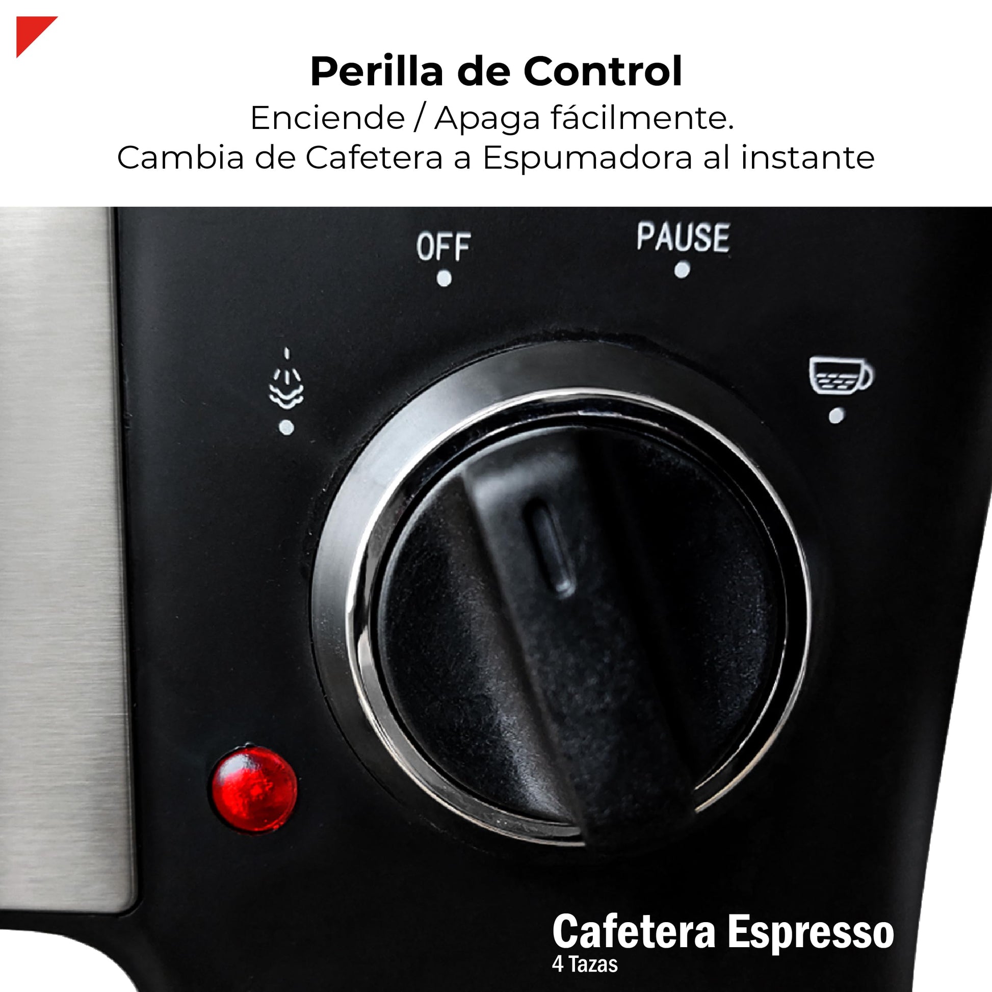 BOGNER- Cafetera espresso capuccino de 4 tazas para café molido BCM35 fabricada en acero inoxidable. Capacidad de tanque 470ml. Diseño moderno con frente ovalada