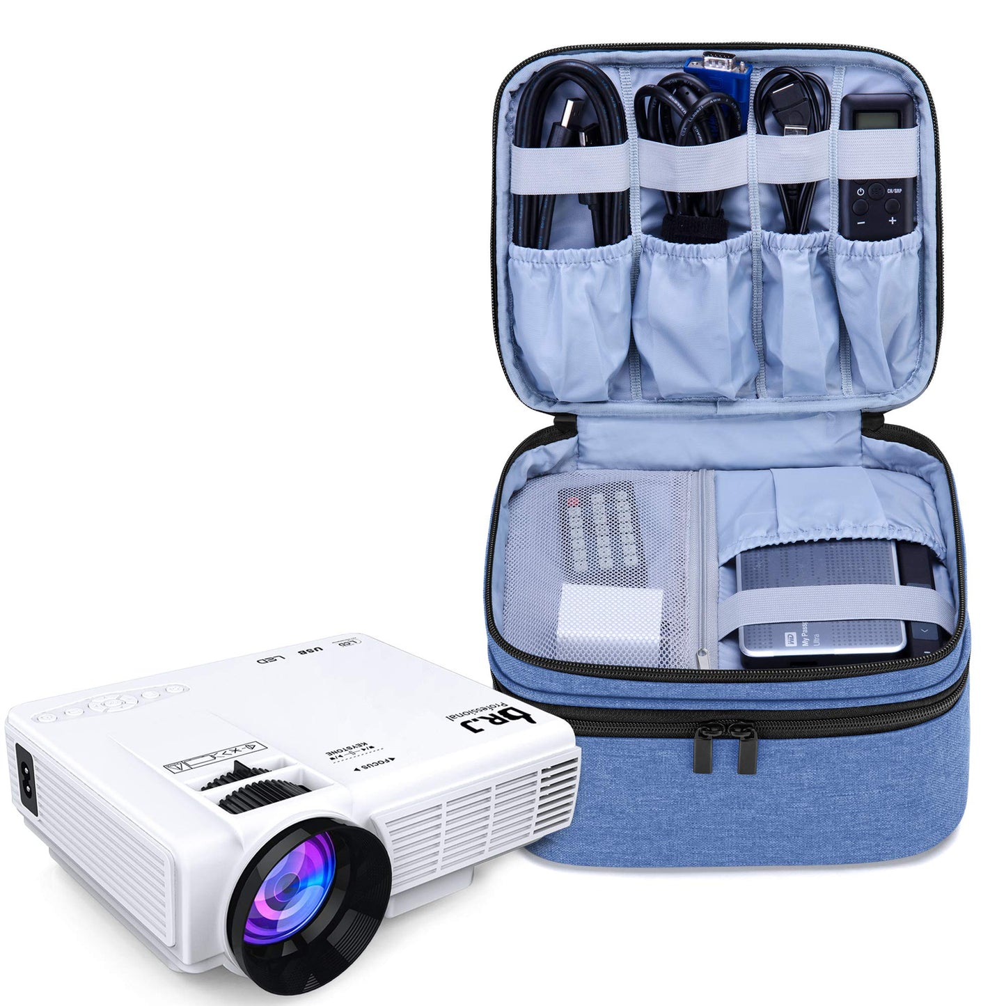 LUXJA Bolsa de transporte compatible con DR.J Mini proyector, azul
