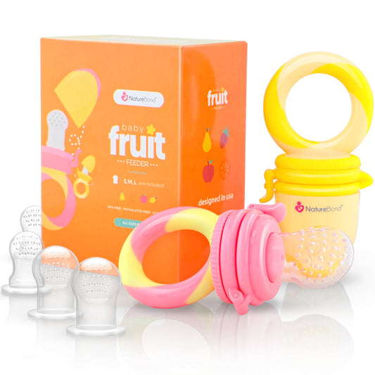Alimentador antiahogo bebe, chupete fruta bebe de NatureBond (2 piezas), mordedores bebes | Además incluye bolsitas de silicona de todos los tamaños (Peach Pink)