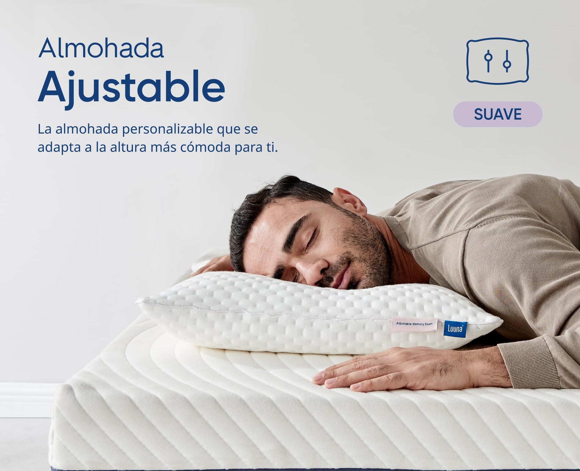 Luuna Almohada Ajustable Suave, 2 Pack, King Size 88x46 cm, Memory Foam, Funda Lavable, Suavidad y Frescura Garantizada para tu Descanso, Paquete de 2 Almohadas