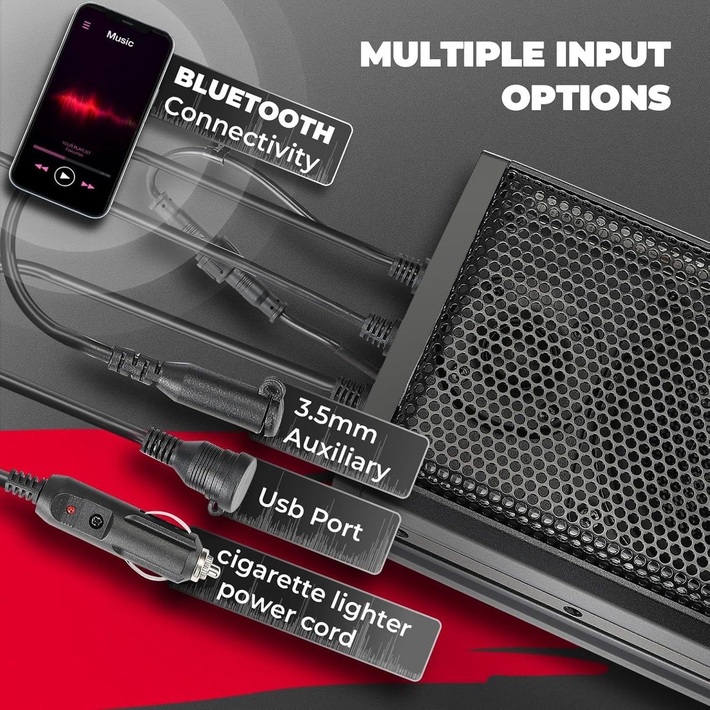 KEMIMOTO Barra de sonido UTV de 16 pulgadas, barra de sonido para carrito de golf, barra de sonido SXS, compatible con Bluetooth con iluminación LED multicolor compatible con Polaris RZR Can-Am