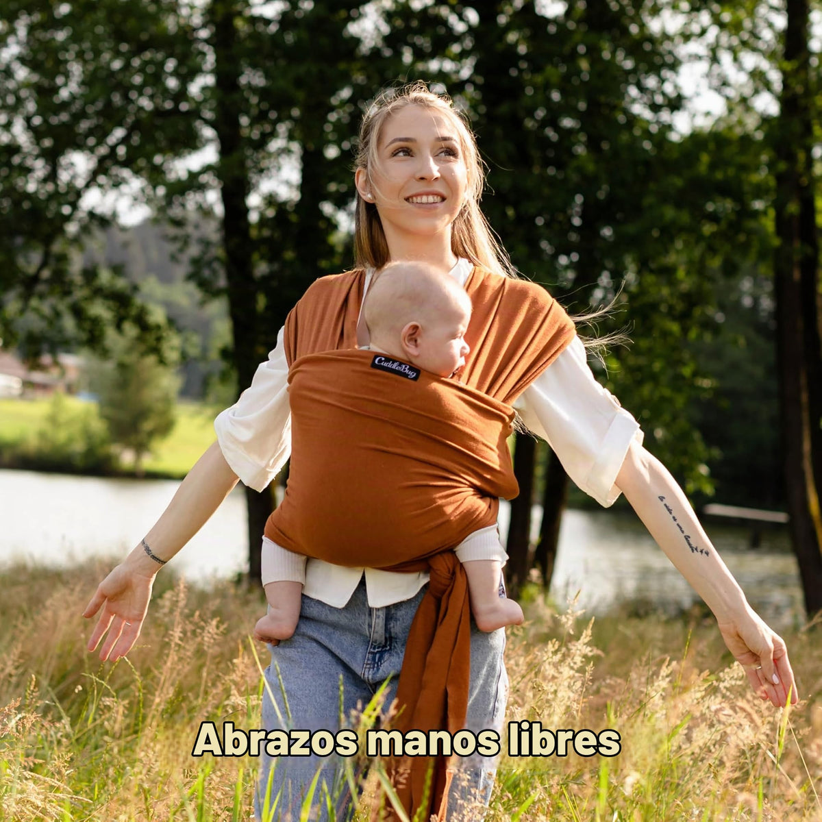 Cuddlebug Portabebés para bebé - Portabebés de envoltorio manos libres - Portabebés suaves y elásticos - Portabebés de recién nacido a niño pequeño 3-16 kg - Talla única - Salud para las caderas