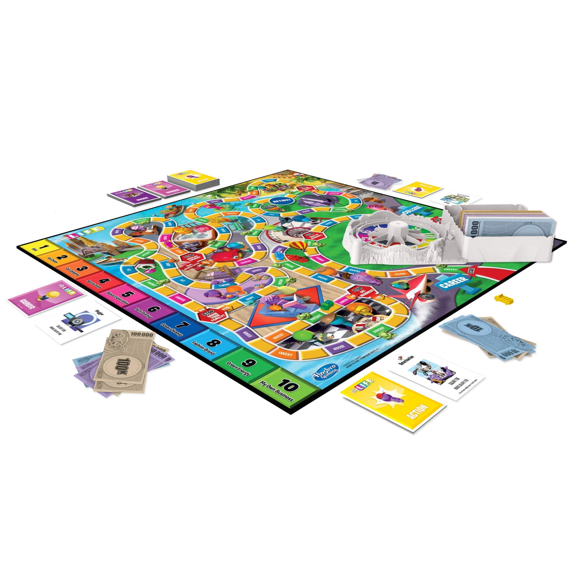 Hasbro Gaming The Game of Life, Juego de Mesa Familiar para 2 a 4 Jugadores, Juego de Interior para niños de 8 años en adelante, Clavijas Vienen en 6 Colores