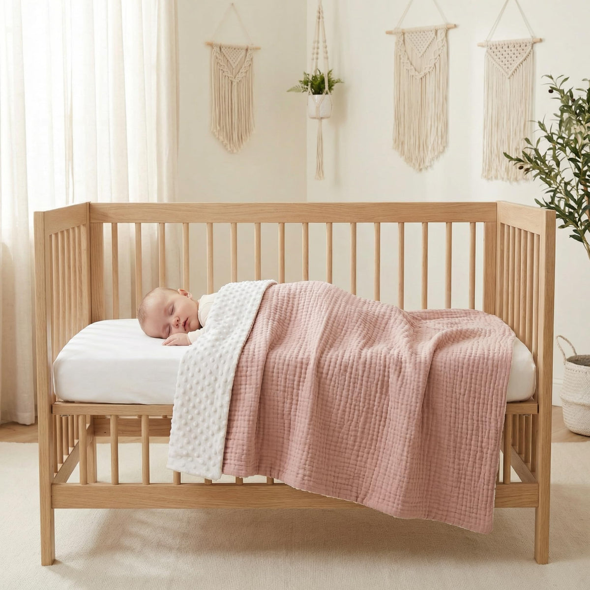 MIAISHUVO Manta de Muselina para Bebé Unisex Suave Manta para Niña y Niño, para Recién Nacidos Tamaño 75x100 cm, Muselinas para Bebé Niña Mantas de Algodón de Gasa (Rosa)
