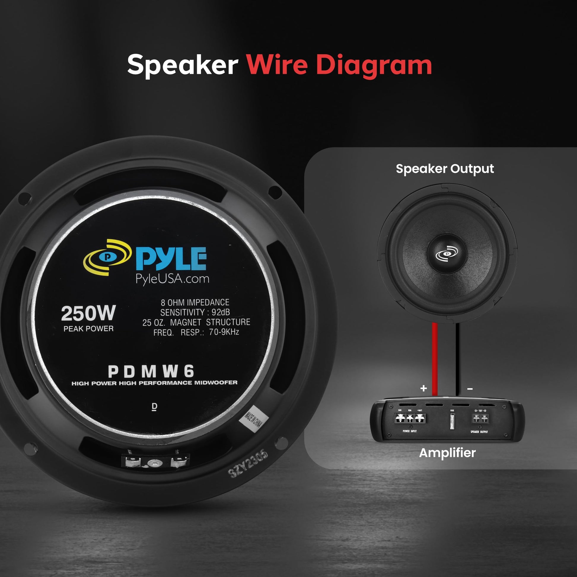 Pyle-Pro PDMW6 Woofer de Alto Rendimiento para Medios y Graves de 16.51 cm (6.5 in)