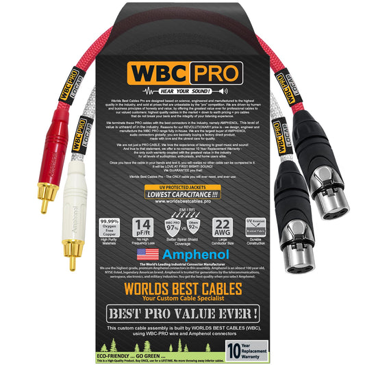 Cable de Interconexión RCA a XLR WBC-PRO-LOCAP Negro de Baja Capacidad y Silencio Ultra Profesional