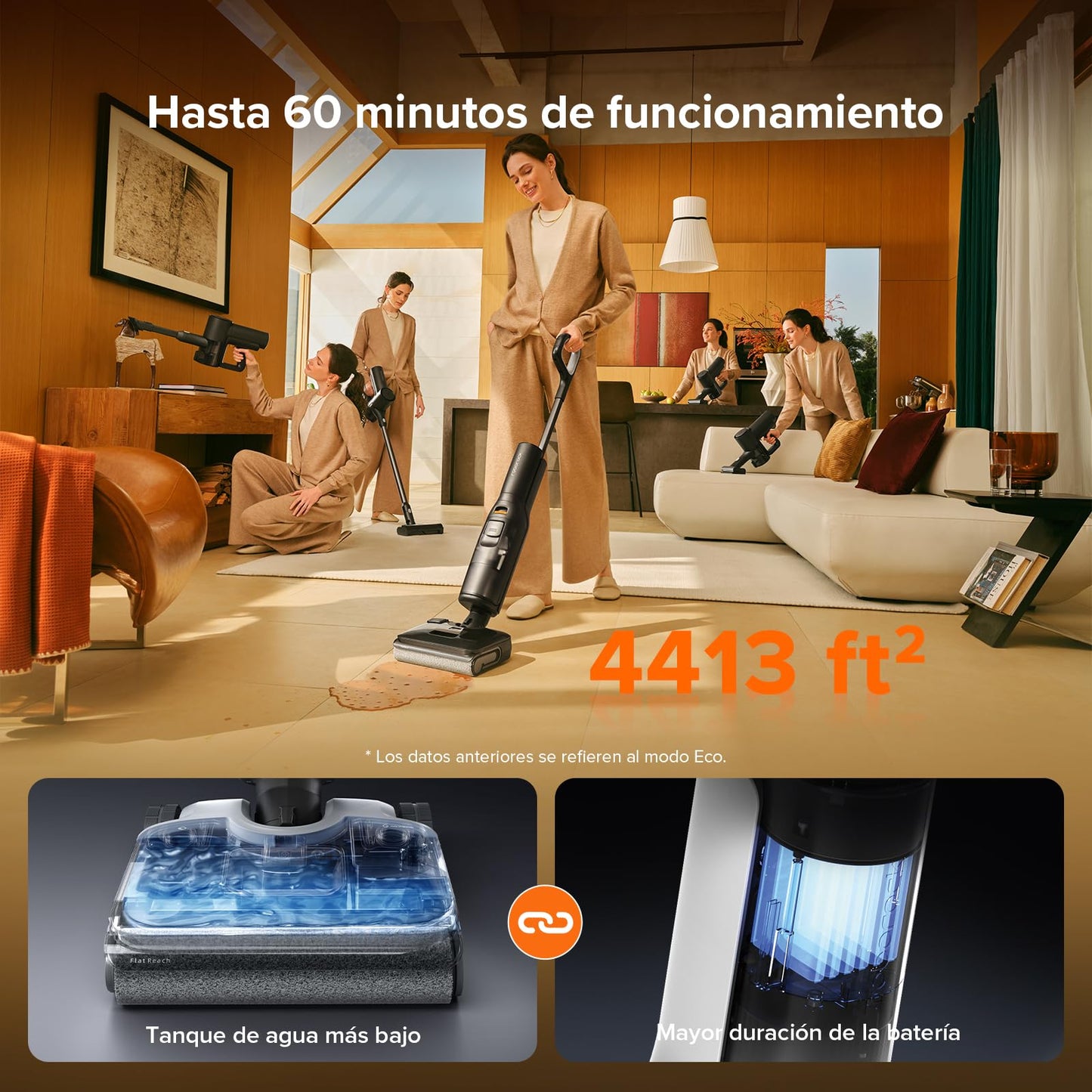 Aspiradora Roborock F25 Combo Blanco Inalámbrica 5 en 1 Multisuperficie para Suciedad Seca y Húmeda