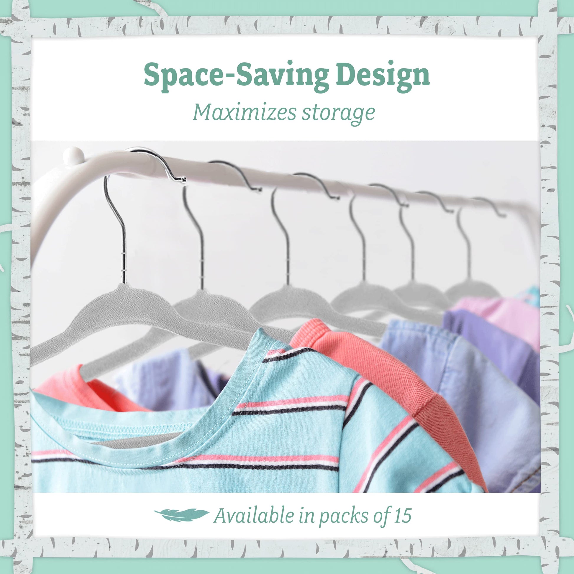 Baby Nest Designs - Perchas de terciopelo de plástico para niños, separadores antideslizantes para guardería, organizador de clóset, color gris, paquete de 15