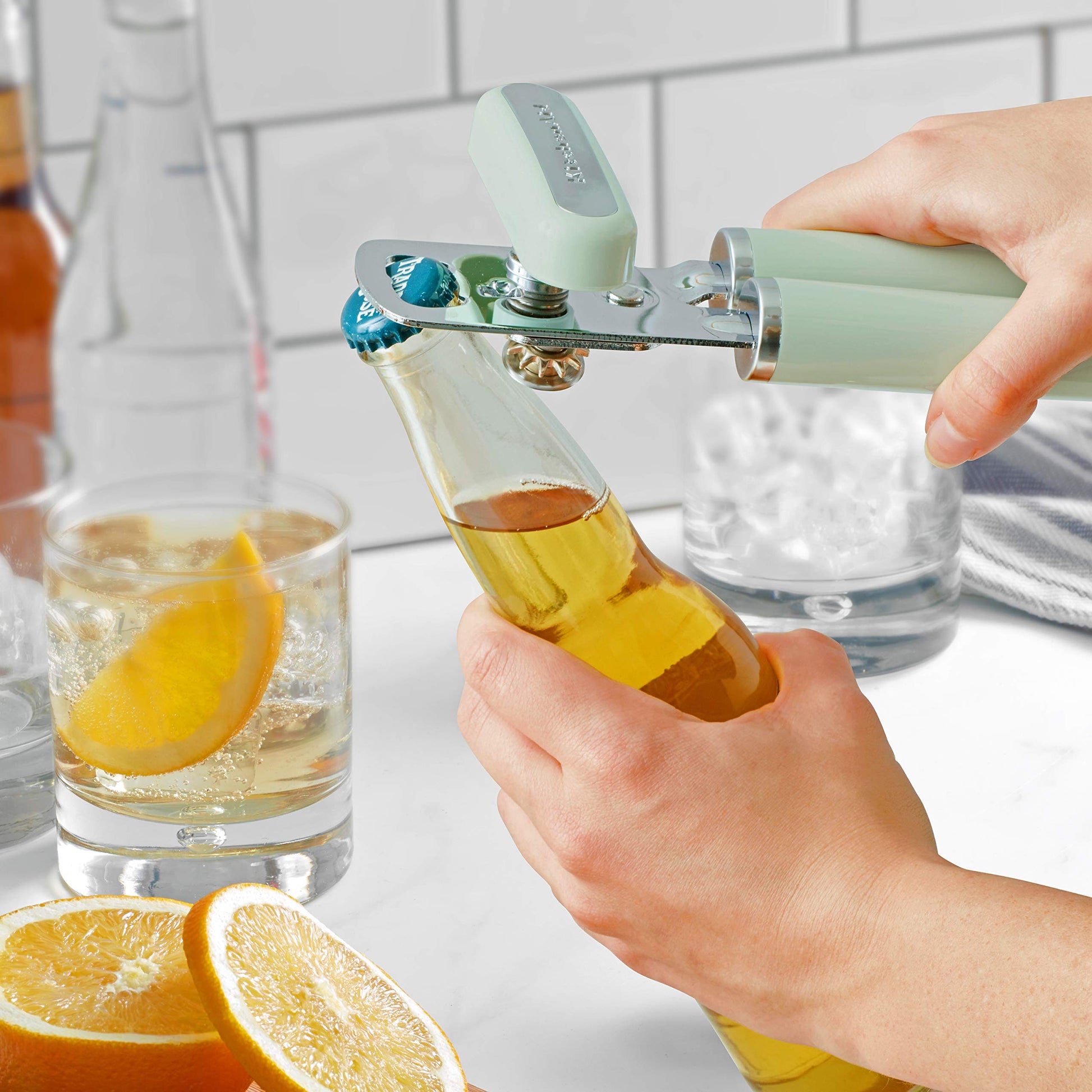 KitchenAid Abridor de latas/abrebotellas multifunción clásico, 8.34 pulgadas, pistacho