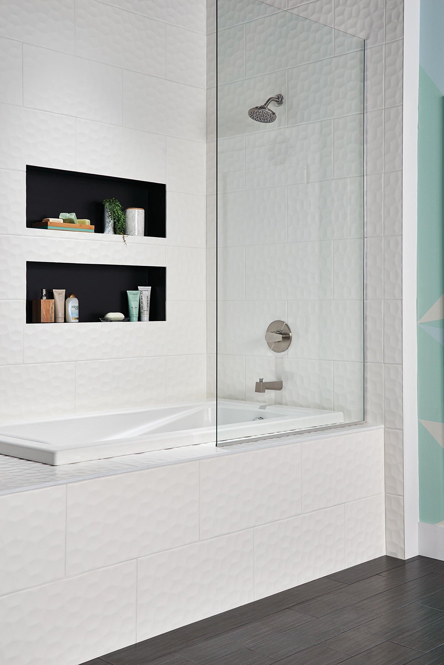 Moldura de Ducha para Bañera Peerless Xander Níquel Cepillado