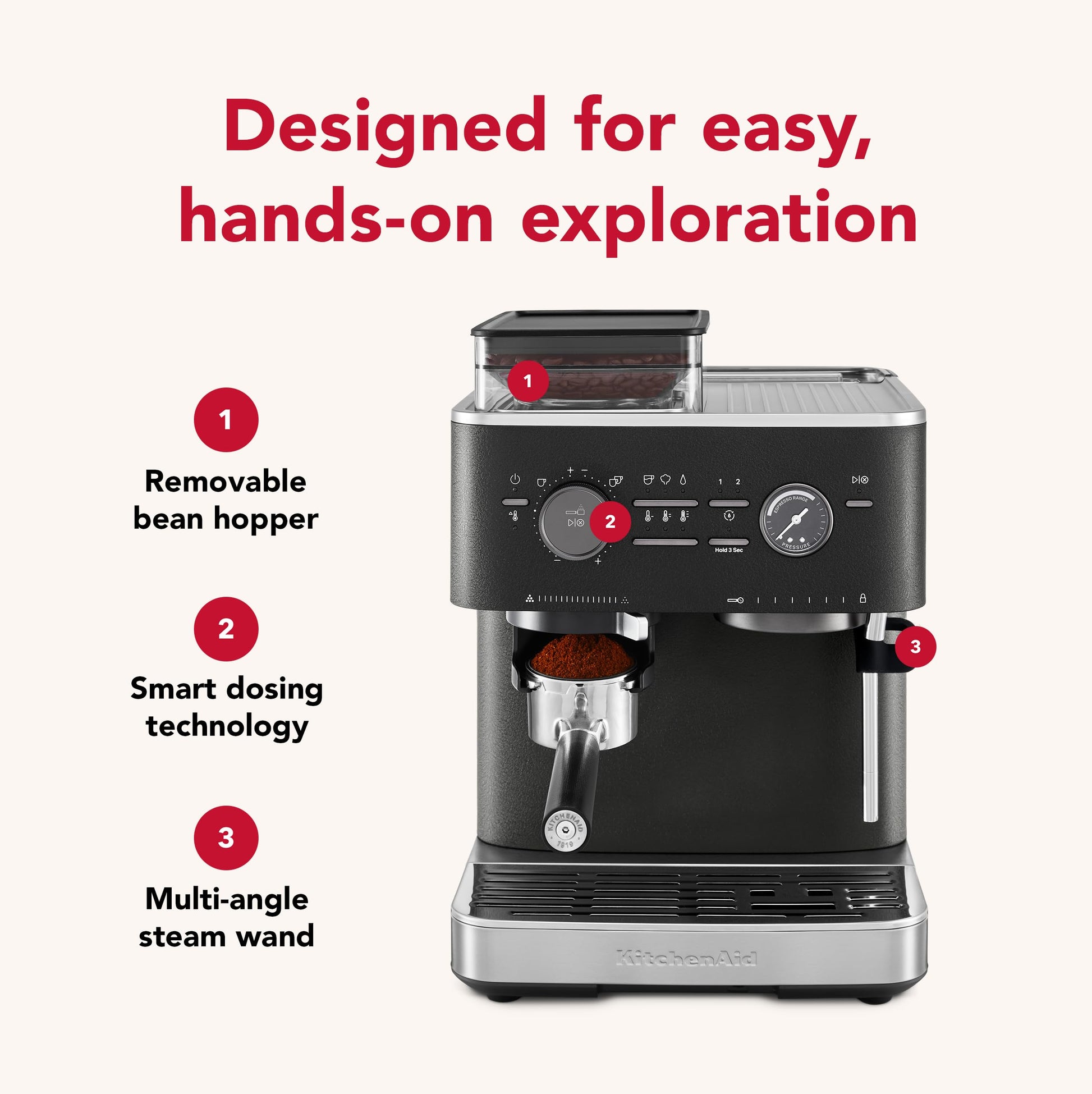 KitchenAid KES6551 Máquina de Café Espresso Semiautomática con Molino de Café