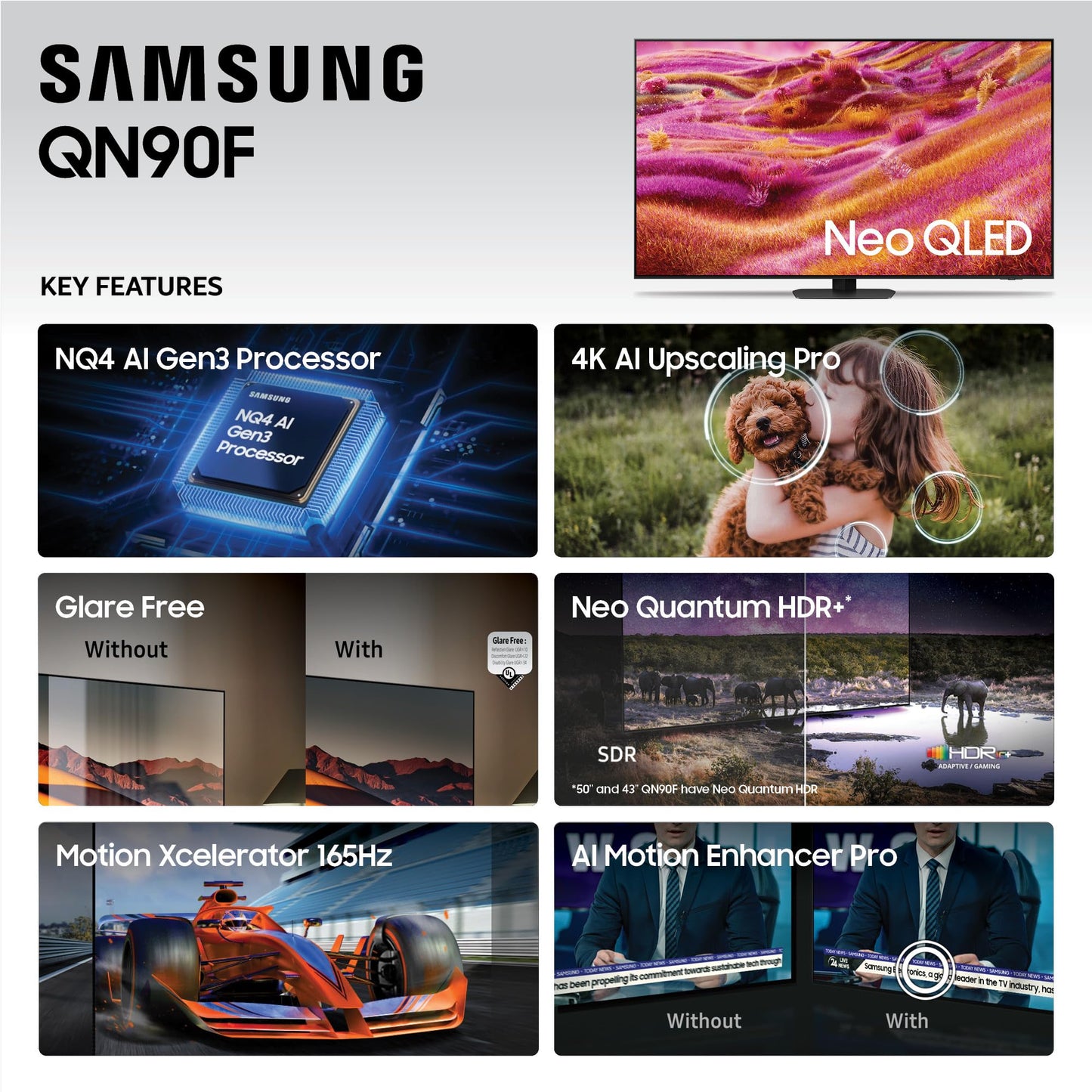 SAMSUNG QN90F Neo QLED 4K Smart TV de 75 Pulgadas, Color Negro Titan