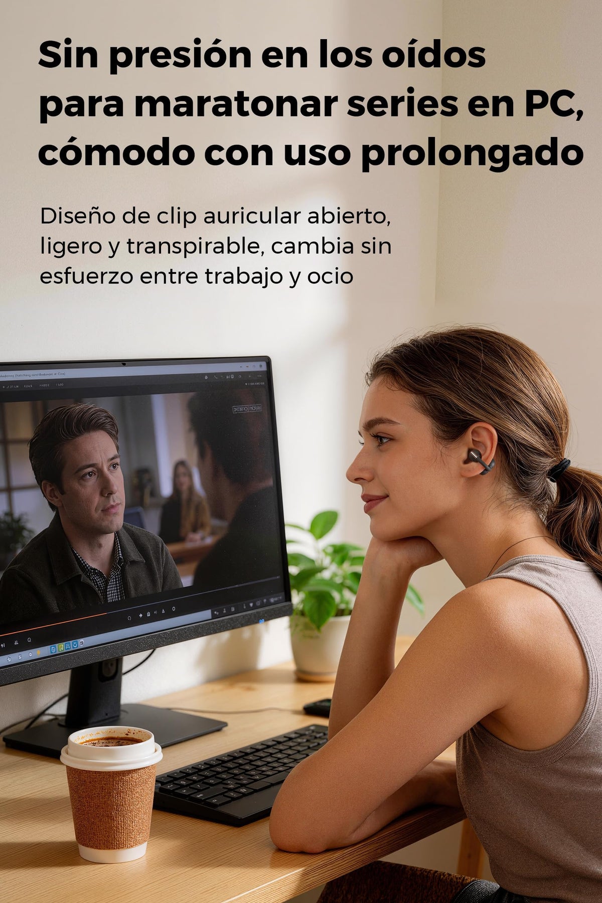 Audífonos Inalámbricos SoundPEATS Open Ear Bluetooth 6.0 Beige