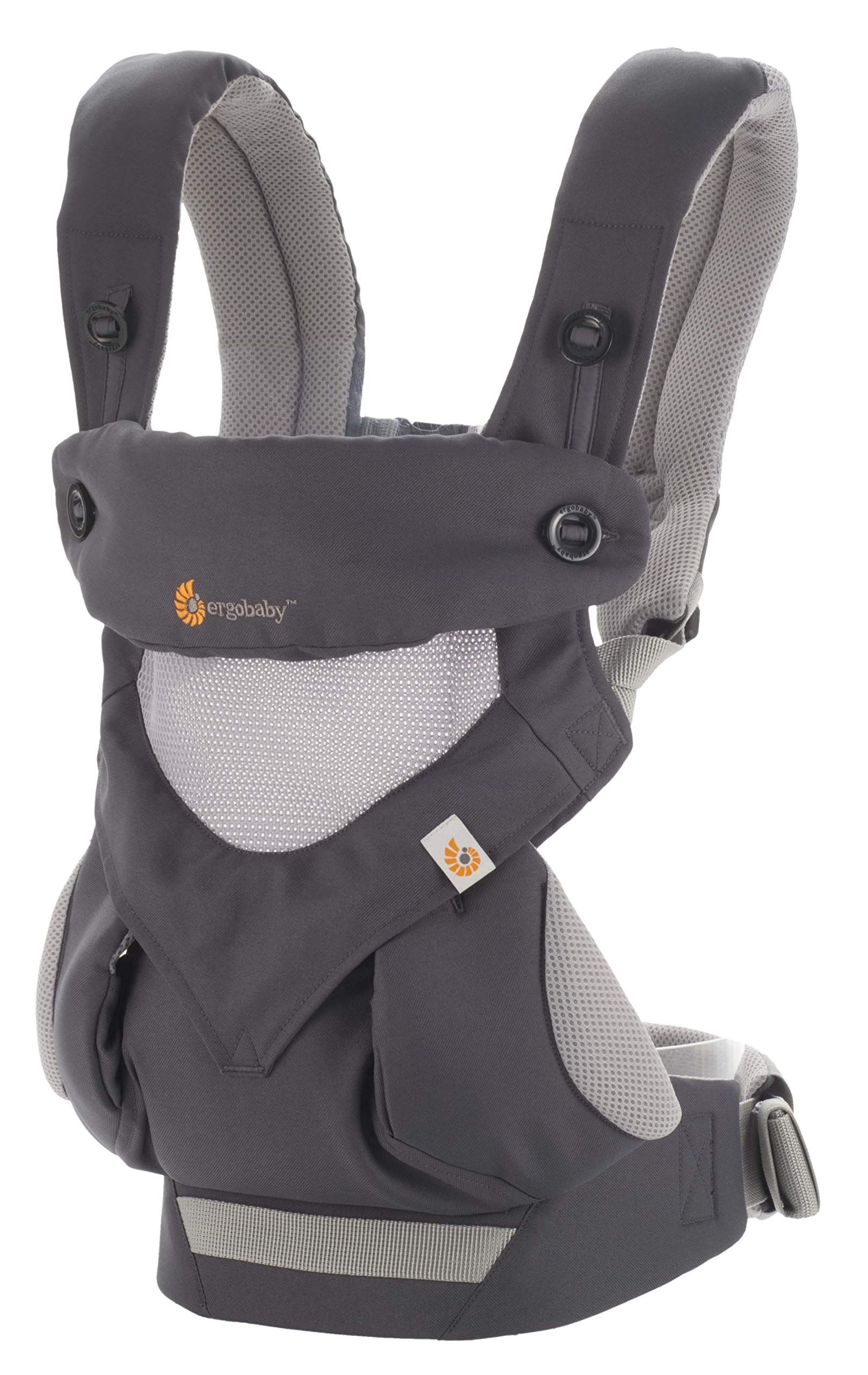 Portabebés Ergobaby, 360 posiciones de transporte con malla de aire frío, Gris carbón, Una talla