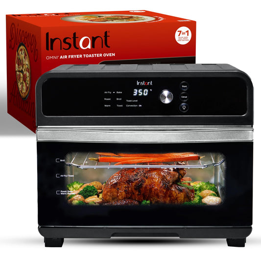 Instant Omni 19QT/18L - Freidora de aire para horno tostador, funciones 7 en 1, se adapta a pizza de 12 pulgadas, patatas fritas, broils, hornear, asados, tostadas, calienta, convección, más de 100