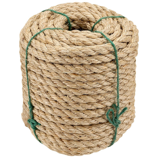 MAAIGU Cuerda de sisal de 1/2 pulgada, cuerda de sisal trenzado de 100 pies para reparación, recuperación de poste rascador de gato, agrupamiento, decoración, colgar en la pared, amarre