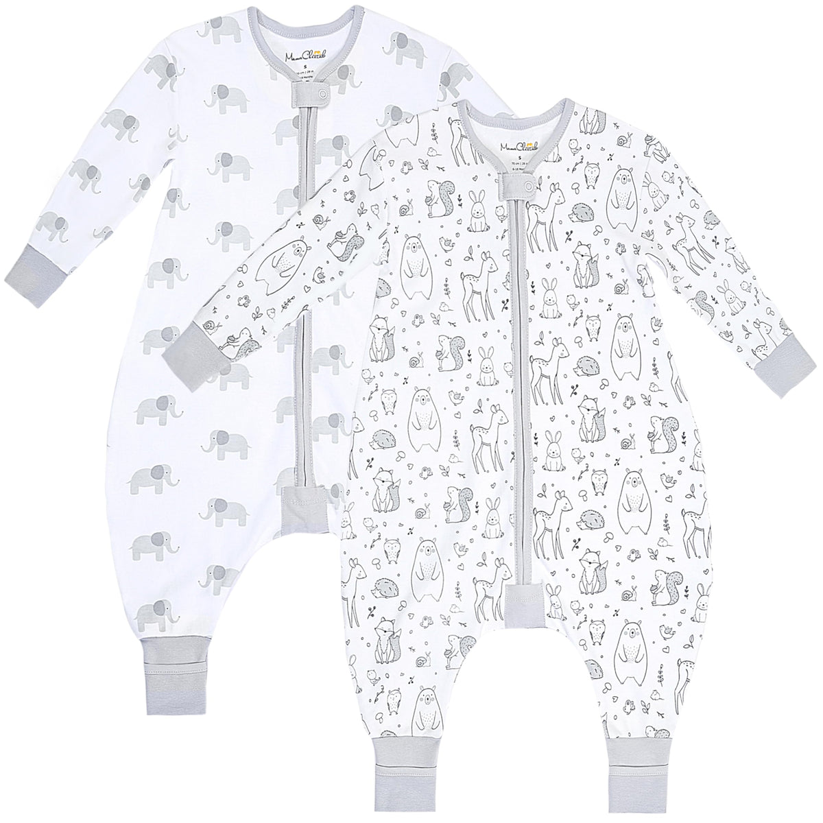 Saco de Dormir para Niños con Pies de Mama Cheetah, Saco de Dormir de Manga Larga 0.5 TOG de Algodón Orgánico para Bebés con Patas, Manta Portátil para Caminantes con Cremallera de 2 Vías, Manta para