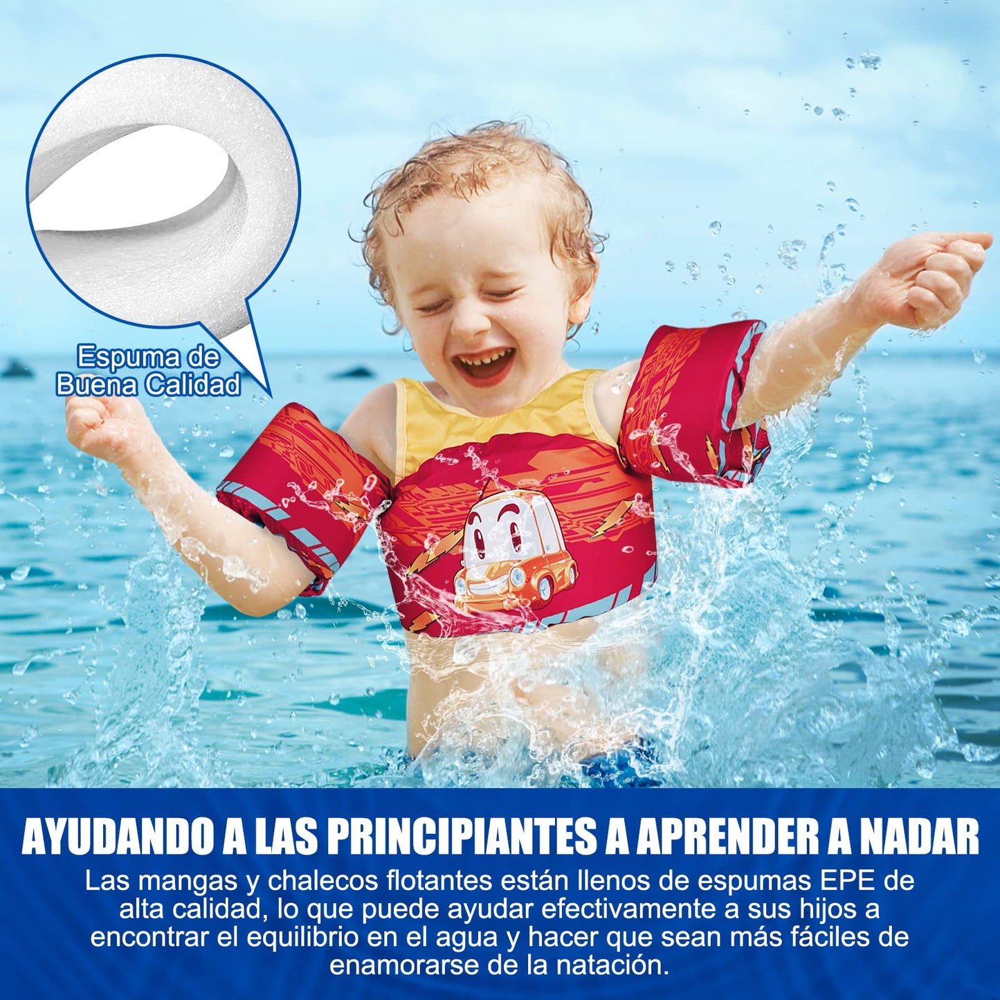 Chaleco Flotador VVYY8985 Coche Ajustable para Niños 3 a 8 Años