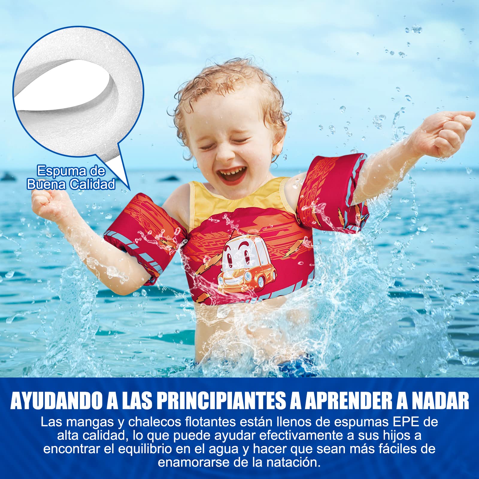 Chaleco Flotador VVYY8985 Coche Ajustable para Niños 3 a 8 Años