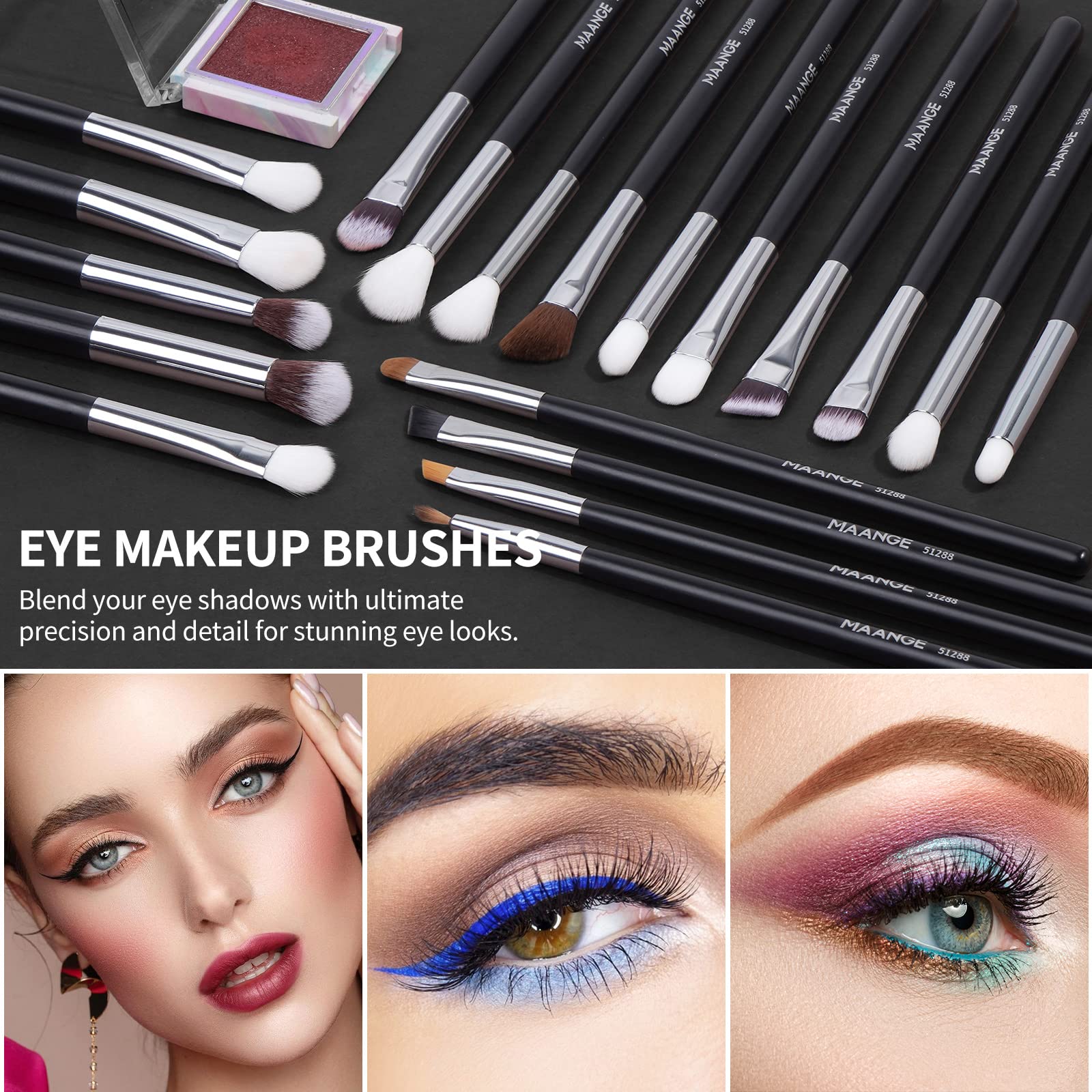 Brochas de Maquillaje Profesional 30 Piezas kit Alta Calidad Sintético Brochas Maquillaje Sombras de Brochas para Ojos en Polvo para Base de Maquillaje -Negro