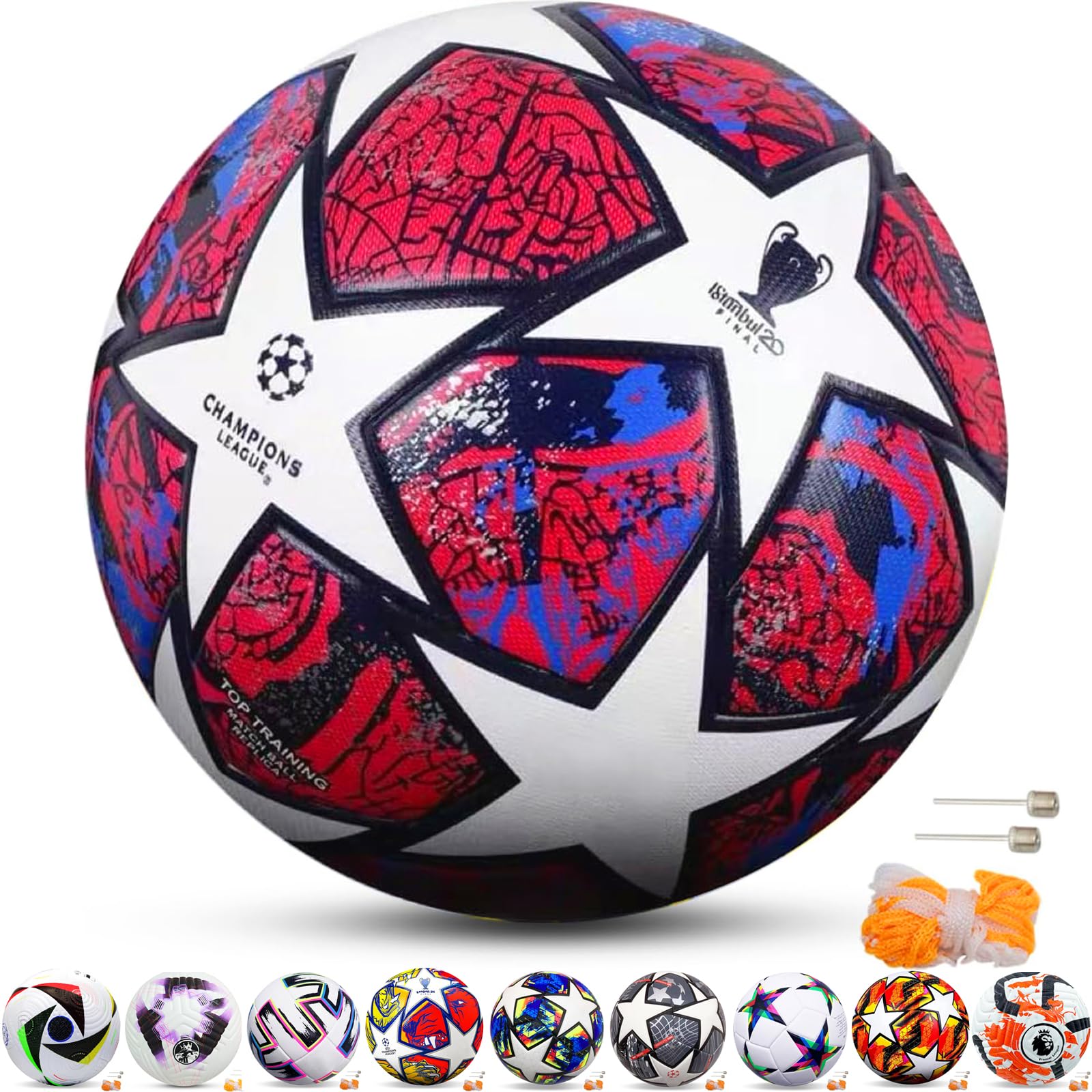 Balón de Fútbol QMCZLA Rojo tamaño 5 para Entrenamiento Juvenil y Fans de la Champions League
