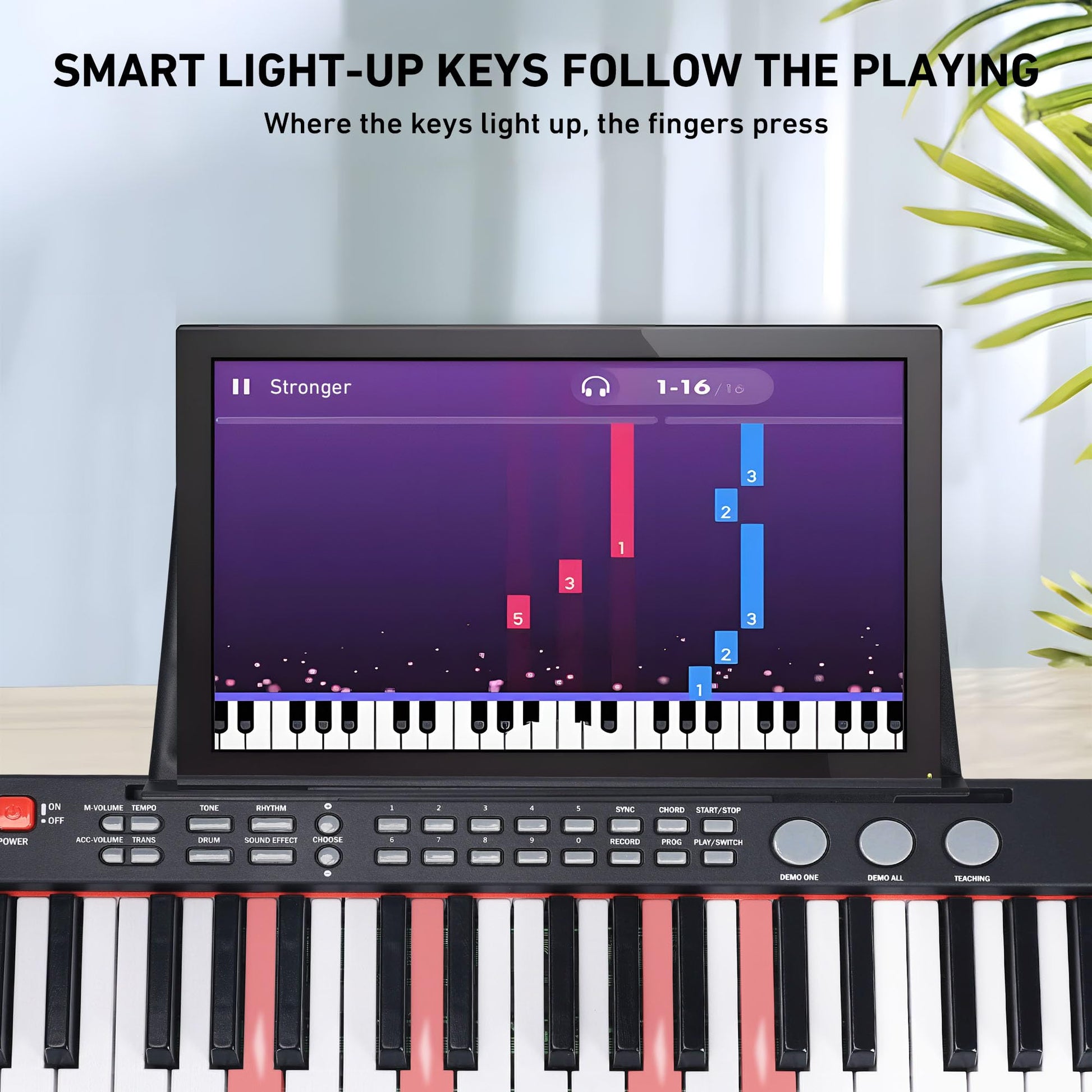 Lexington - Piano de teclado de 61 teclas, juego completo de teclado electrónico para principiantes y adultos, teclado de música portátil con teclas iluminadas, modos de enseñanza, soporte, estuche,