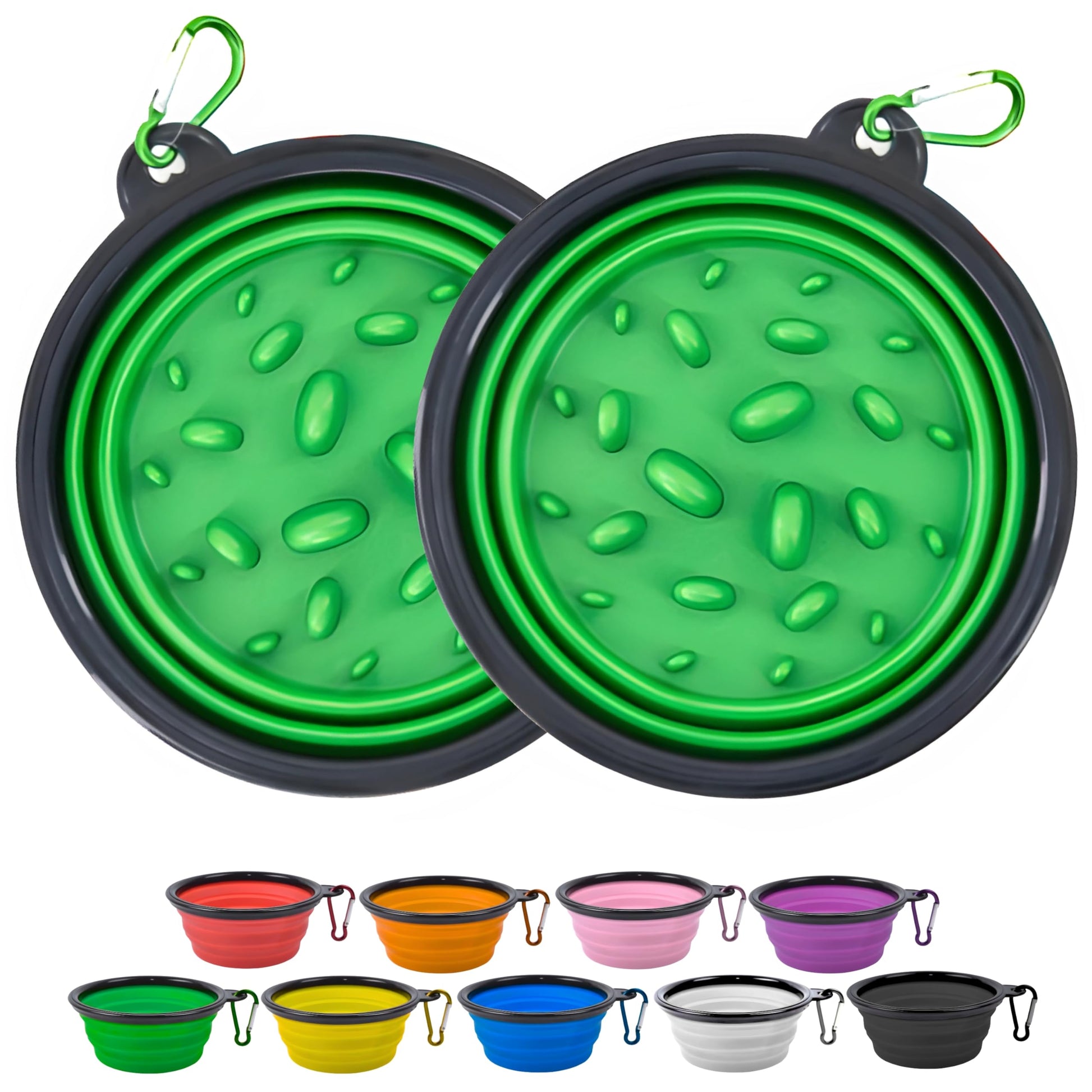 GlobalUP Plato para Perro, Bebedero para Perro. Contenedor para croquetas Plegable. Tazon para alimento y Agua para Mascotas retractil Gato y Perro, fácil de Limpiar. (Verde, L/XL)