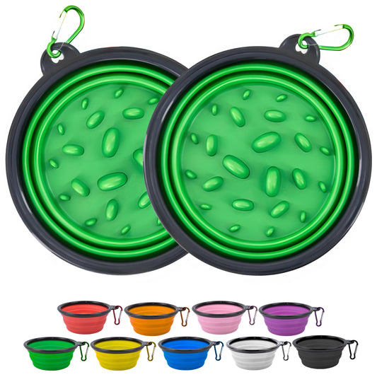 GlobalUP Plato para Perro, Bebedero para Perro. Contenedor para croquetas Plegable. Tazon para alimento y Agua para Mascotas retractil Gato y Perro, fácil de Limpiar. (Verde, L/XL)