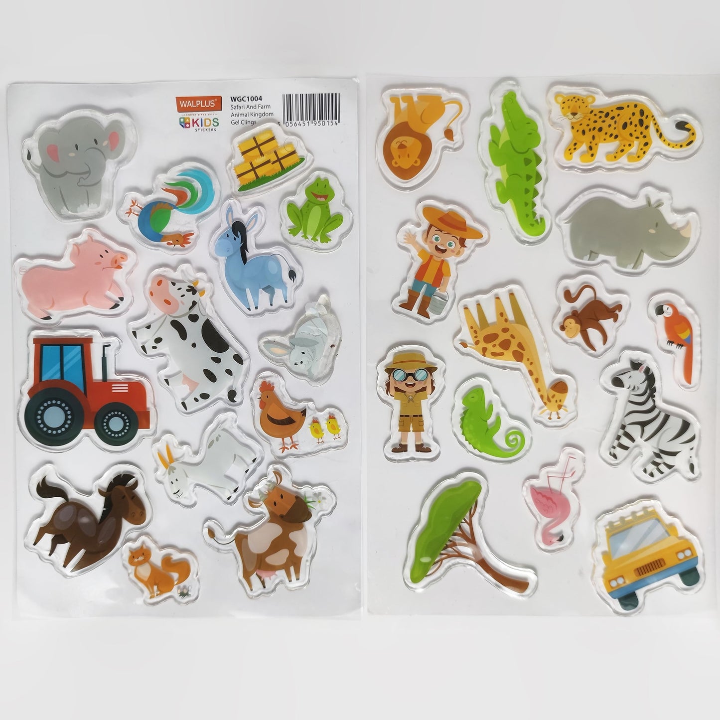 WALPLUS - Calcomanías de gel para ventana para niños pequeños, calcomanías de ventana, removibles, reutilizables, para cuarto de bebé, aula, suministros para fiestas, safari y animales de granja, 28