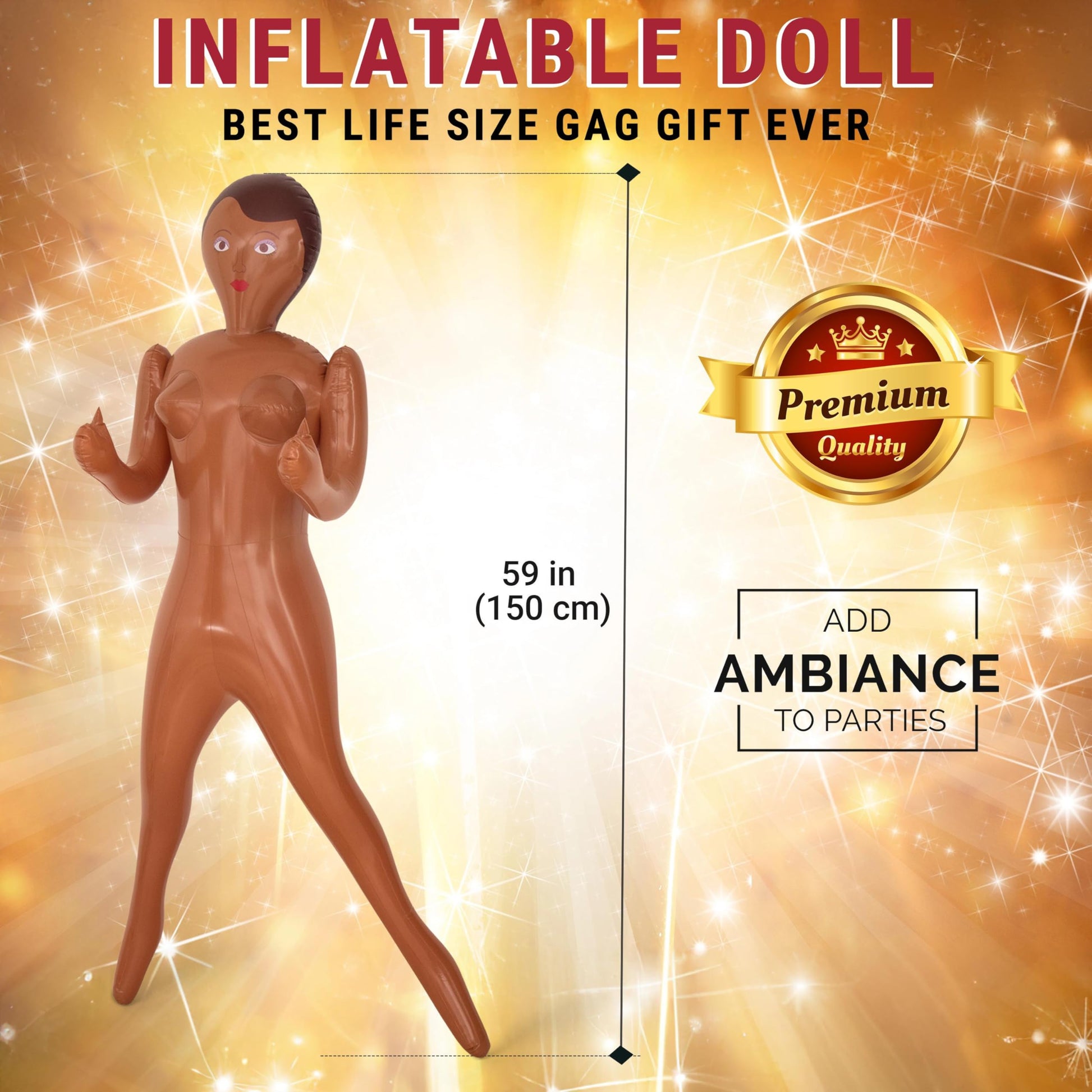AIR GAG Blow up Doll - Muñeca Inflable - Regalo Divertido para Fiesta de Despedida de Soltero, Despedida de Soltera, Bromas, Cumpleaños, Fiestas Patrias y Eventos Divertidos (Ropa No Incluida)