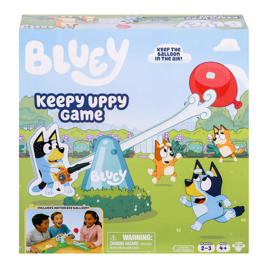 Bluey Keepy Uppy Game. Help, Bingo y Chilli Mantienen el Globo motorizado en el Aire con Las paletas de Personajes para 2-3 Jugadores. A Partir de 4 años