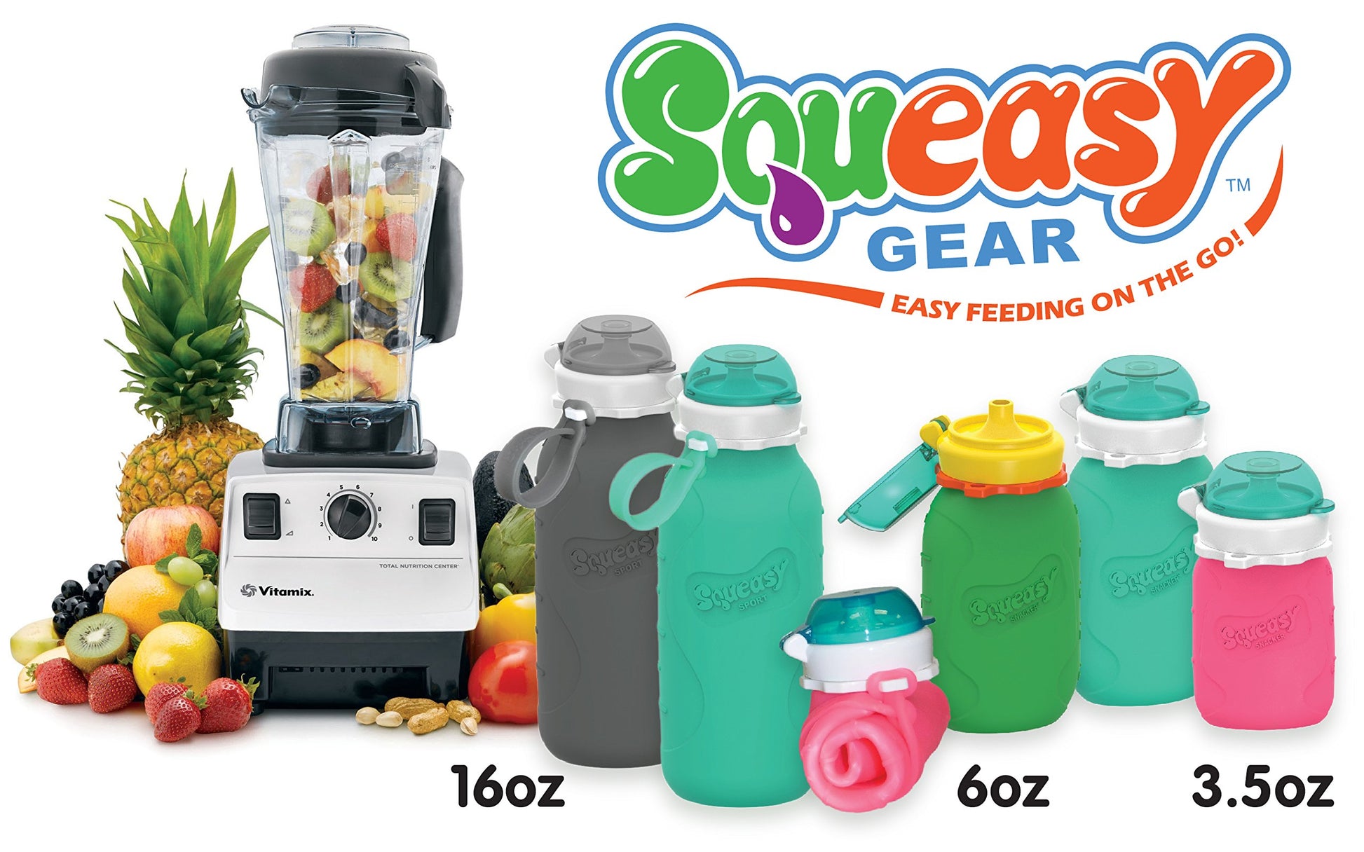Squeasy Snacker Silicone Reusable Food Pouch Rosado 6oz