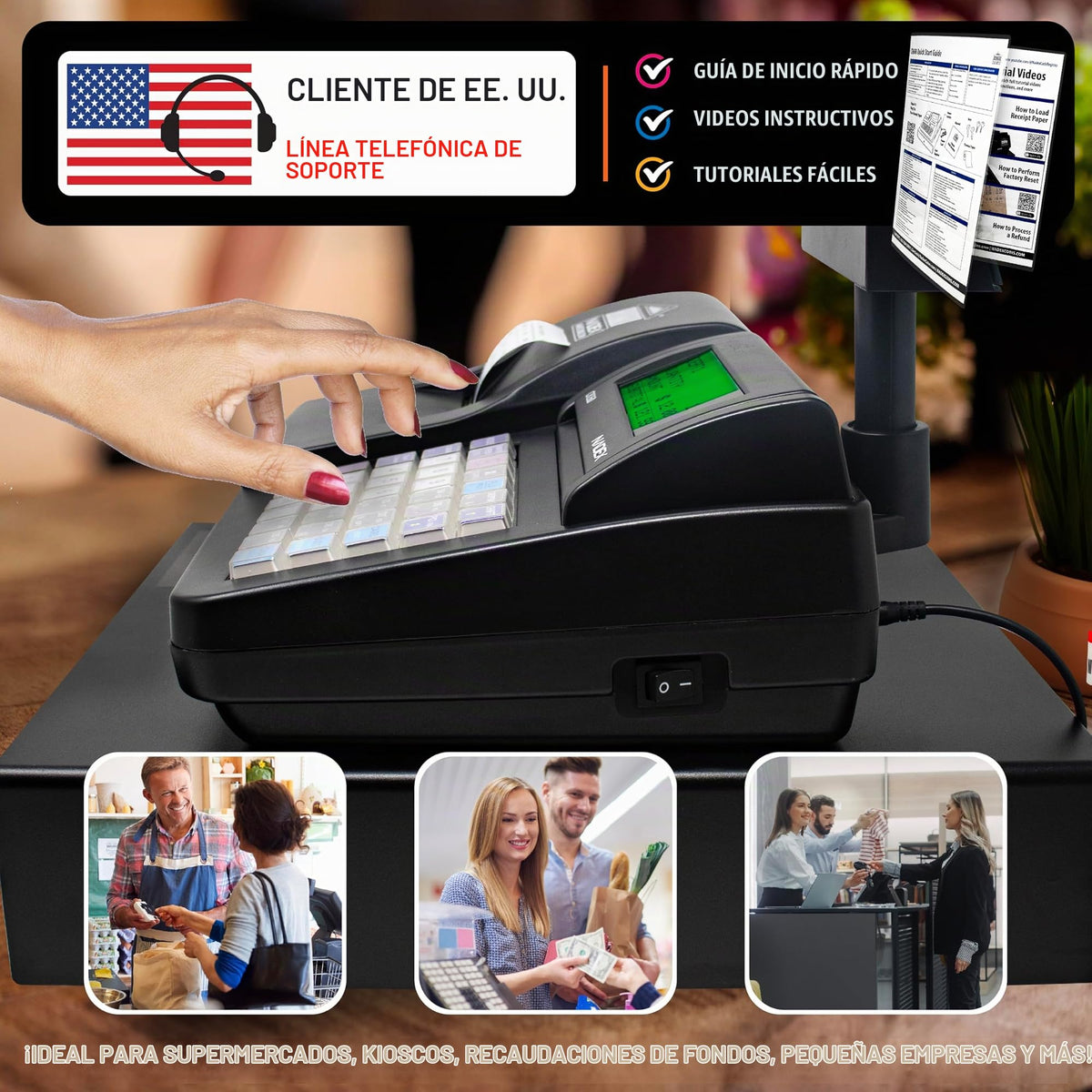 Caja Registradora Nadex CR260 Blanca con Cajón de Efectivo y Monedas