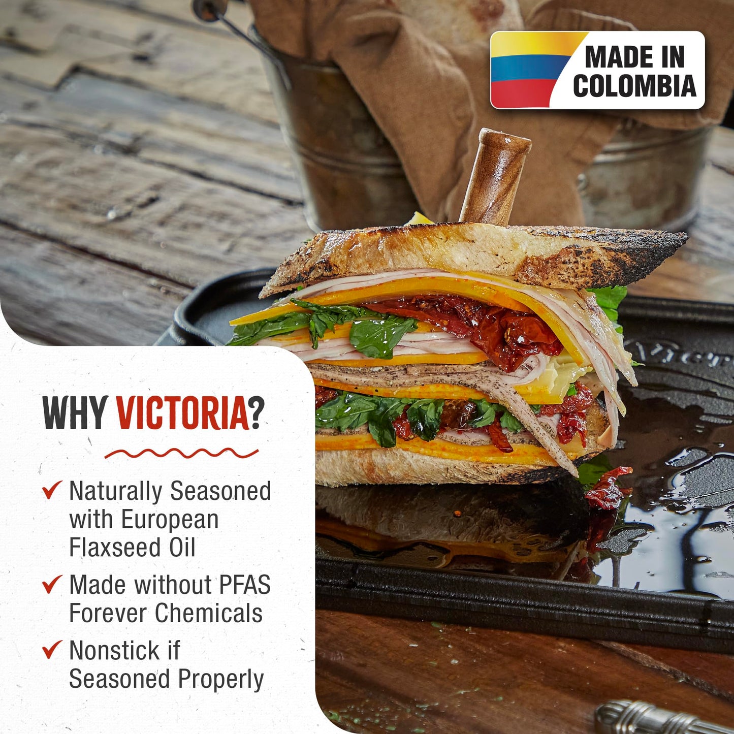 Plancha Rectangular Reversible Victoria Negro con Hierro Fundido para Dos Quemadores