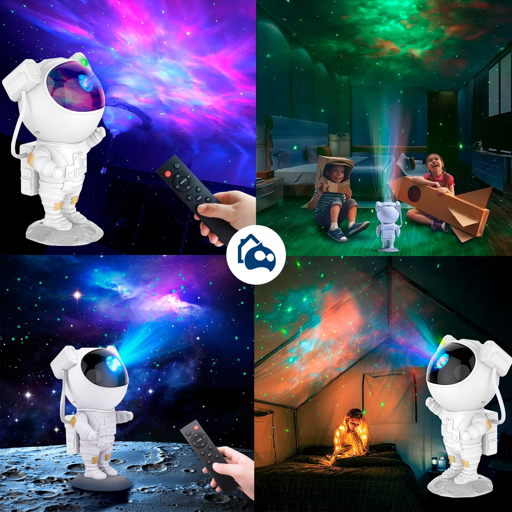Bluelander Astronauta Proyector de Estrellas, Mini Proyector, Astronauta 12*11.3*22.8 cm, Control Remoto, Luces Estrellas, Adecuado para Niños, Regalo Ideal, Función de Temporizador, Ángulo Ajustable