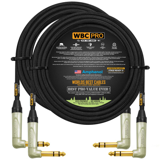 Cable de Audio WBC Ultra Silencioso Negro con Conectores Amphenol y Chaqueta Tweed 50 Pies
