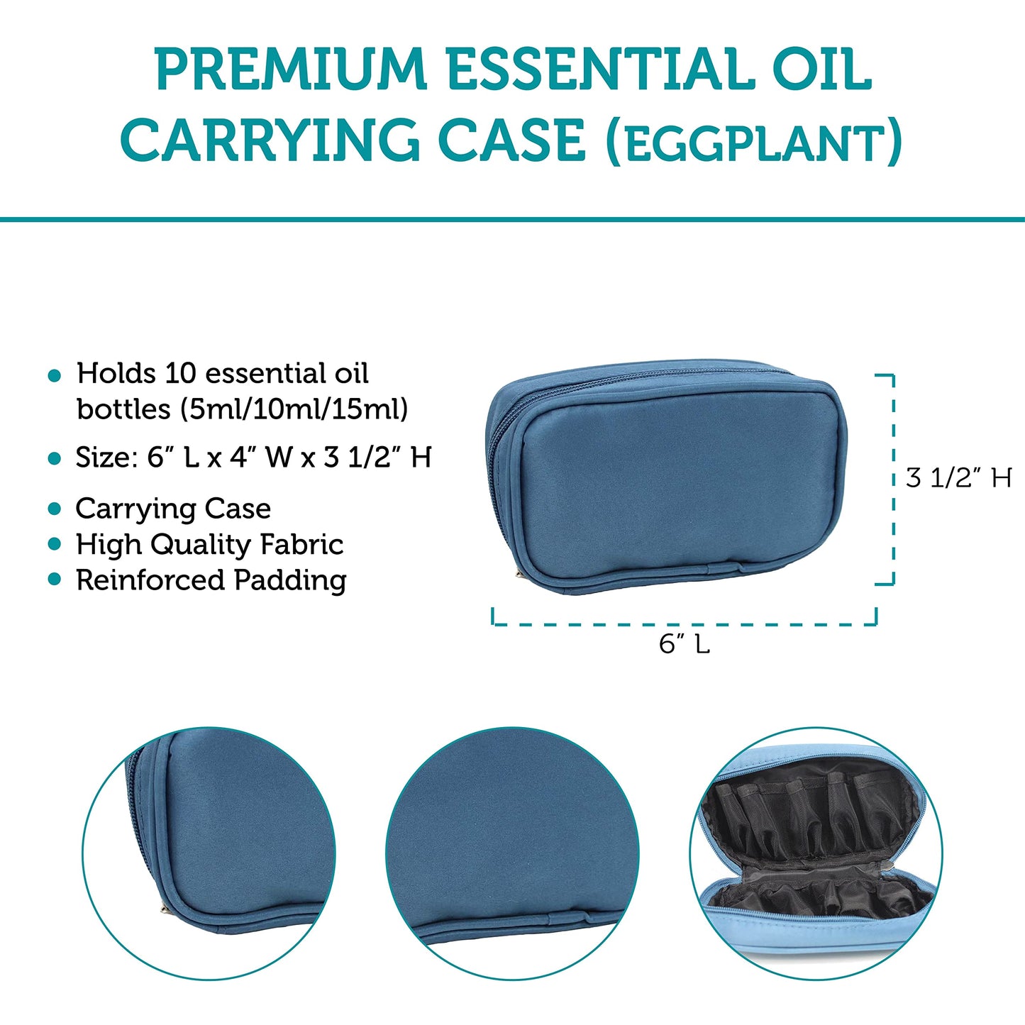 Estuche de transporte de aceite esencial prémium con capacidad para 10 botellas, Azul