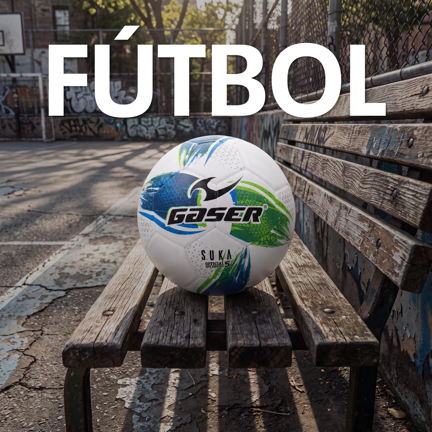 Balón Fútbol Laminado Modelo Suka Gaser (Verde, Blanco, No. 4)