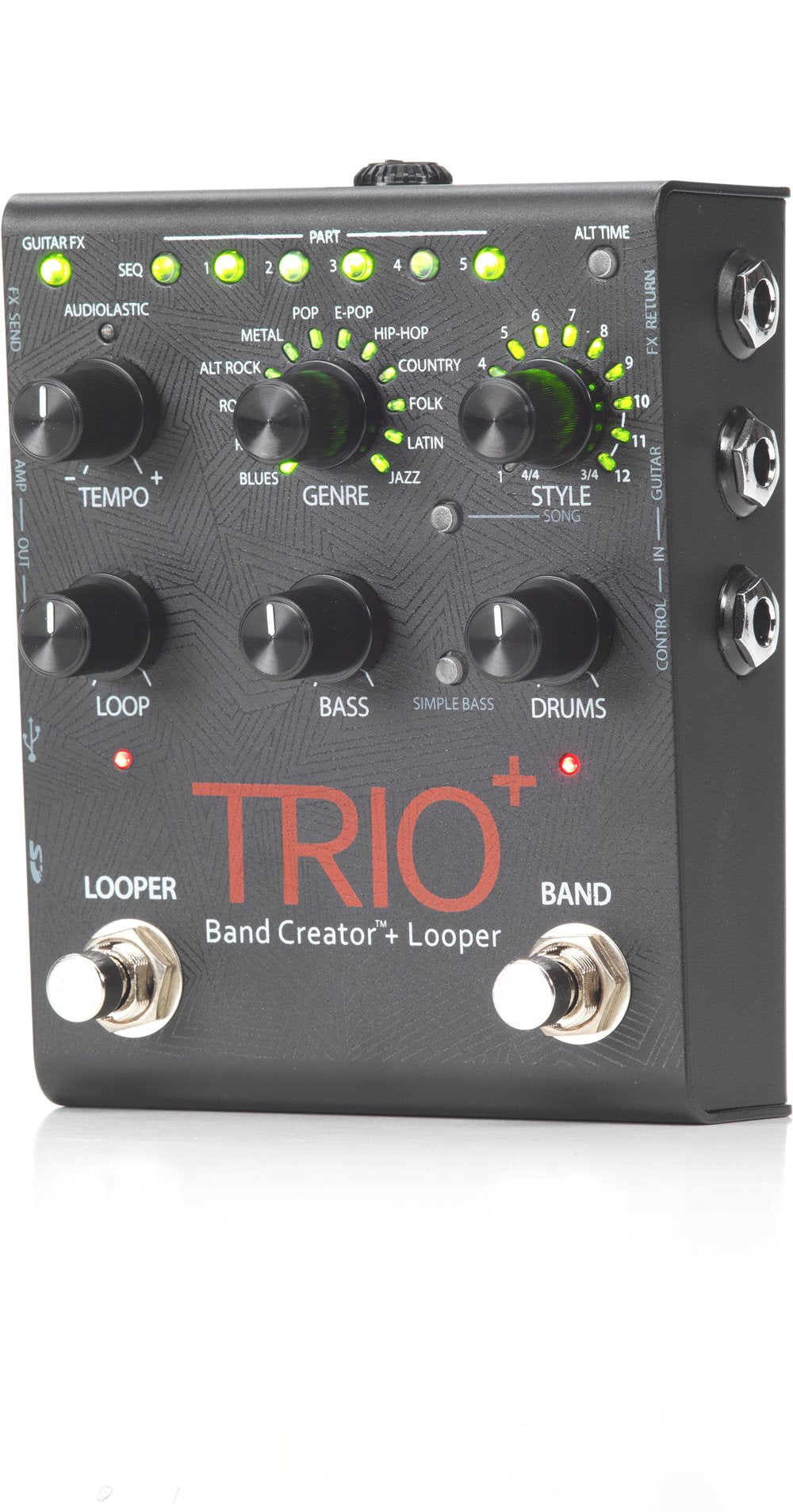 Digitech Trio+ Band Creator + Looper con cables de conexión y fuente de alimentación