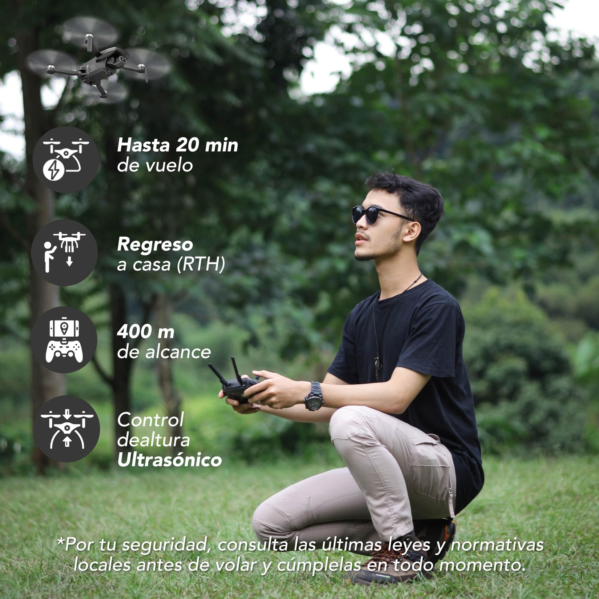 BINDEN - Drone S7 con Cámara 720p y GPS | dron con camara, Detección de Gestos y Obstáculos | WiFi 5G | Vuelo de 20 Min | Incluye Maletín | Compatible con iOS y Android