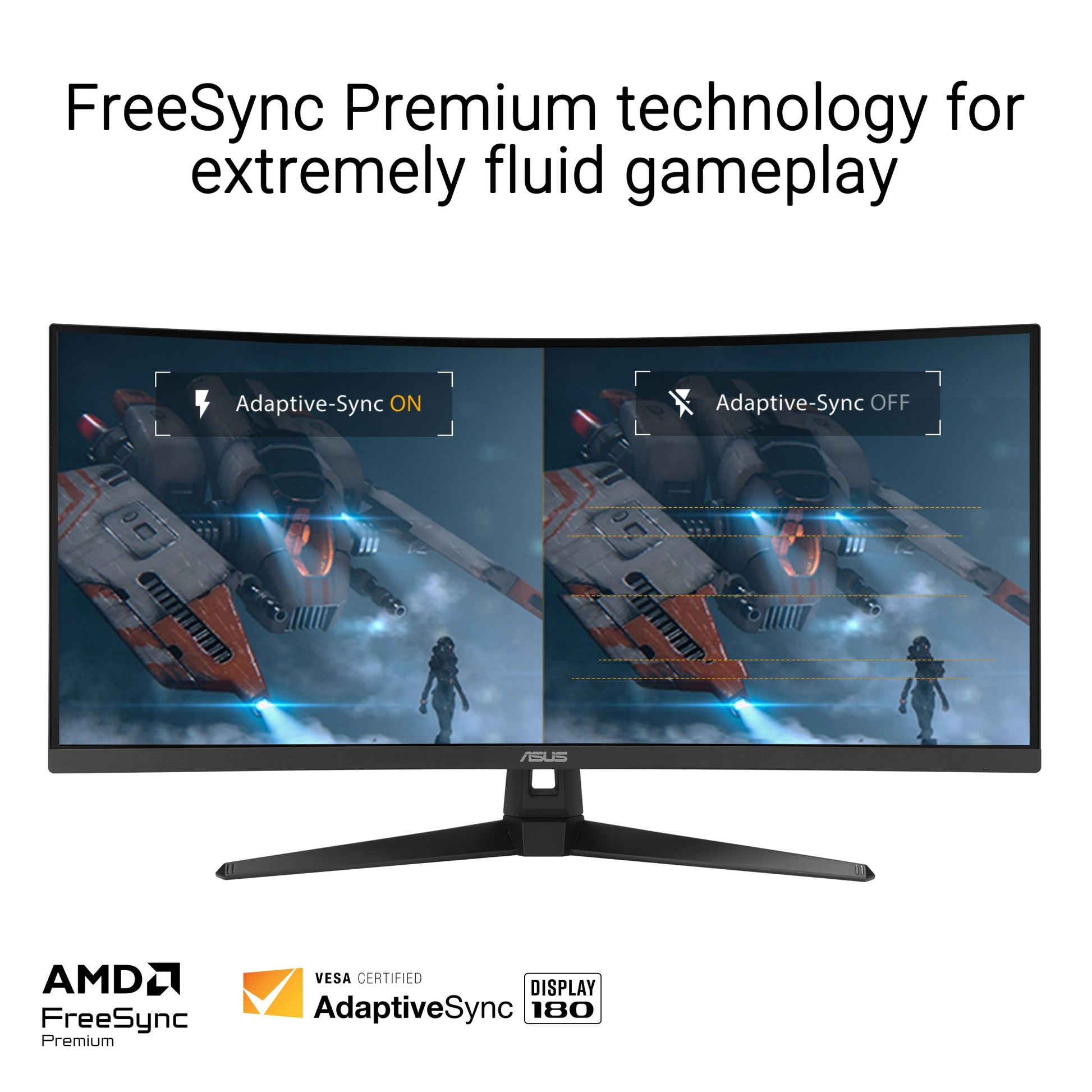 ASUS TUF Gaming Monitor curvado ultra ancho de 34 pulgadas (VG34VQ3B) – 21:9 QHD (3440 x 1440), 180Hz, 1ms, Extreme Low Motion Blur Sync, FreeSync Premium, altavoz, 90% DCI-P3, centro DisplayWidget