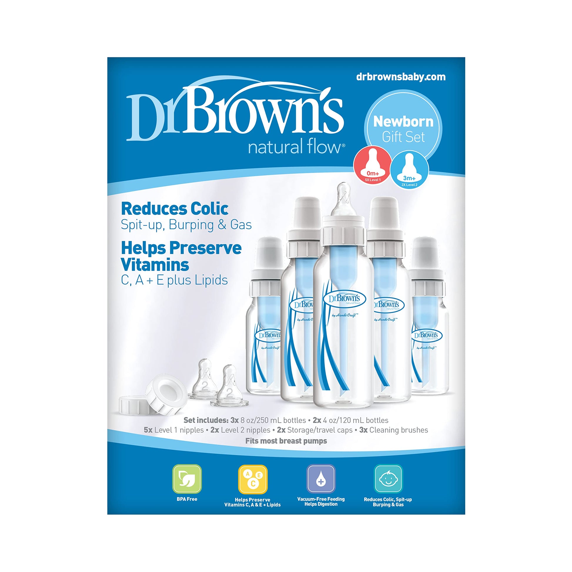 Juego de Biberones Dr. Browns Natural Flow Polipropileno Sin BPA para Recién Nacidos