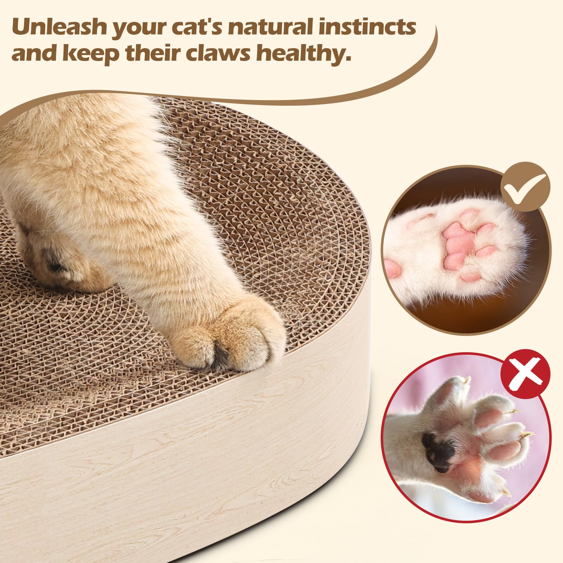 ComSaf Tabla De Rascar para Gatos - Rascador De Gatos para Gatos De Interior, Almohadilla para Raspar Gatos De Cartón Oval Cat Rascador Cama para Gatito, Durable Cat Scratcher Bowl Circle, P