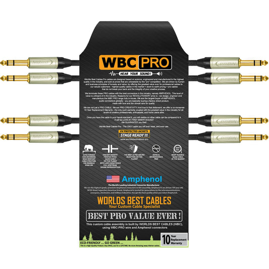 Cable Estéreo TRS Star-Quad Ultra Silencioso WBC-PRO-Amphenol Tweed 6 Pulgadas