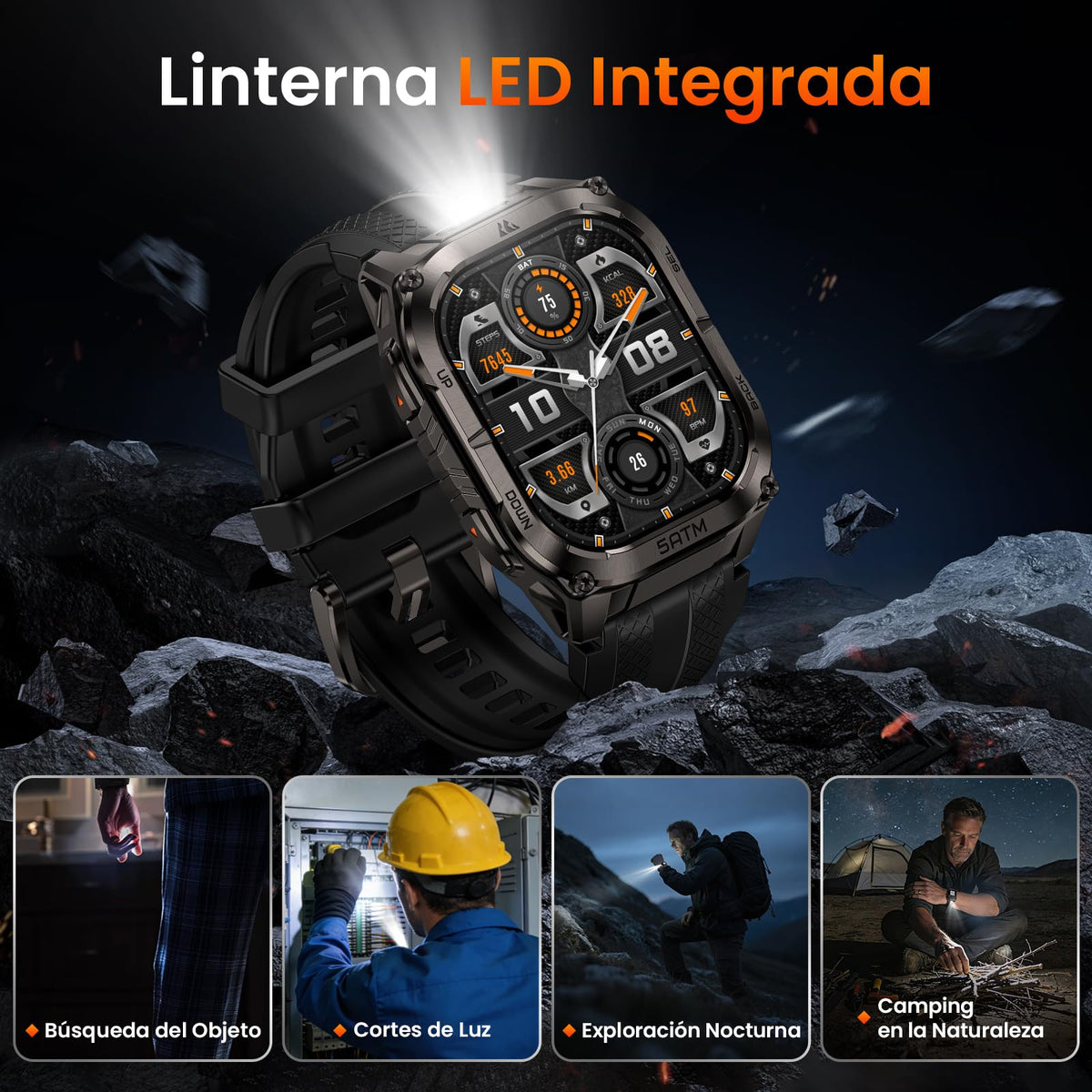 Reloj Smart KOSPET Tank M4C Negro AMOLED 1.96" IP69K para Hombre