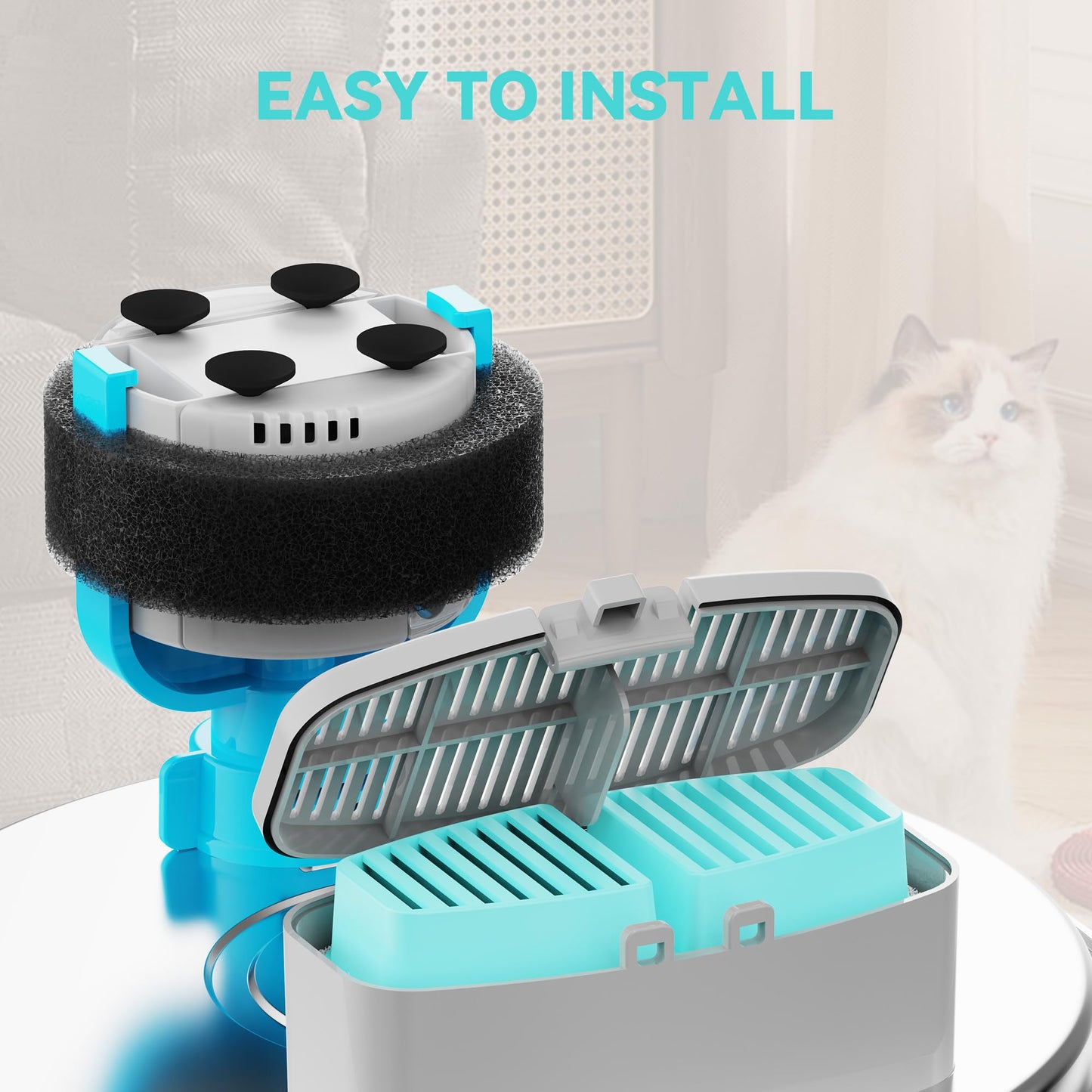 FOFNON Filtro de fuente de agua para mascotas: 12 filtros + 6 esponjas - Adecuado para fuente de agua FOFNON para perros o gatos
