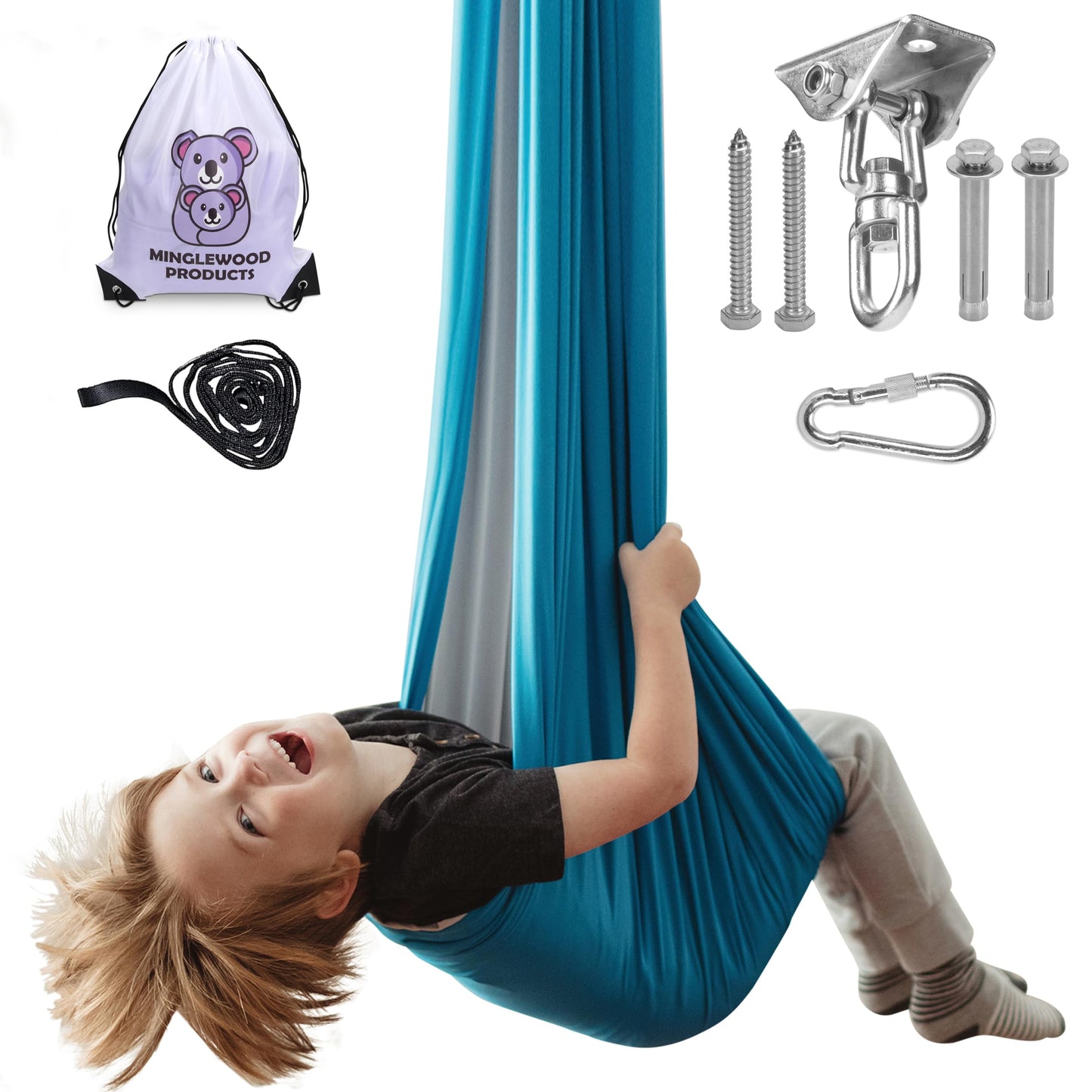 Juego de Columpio Sensorial MINGLEWOOD Azul con Colgador Giratorio para Niños